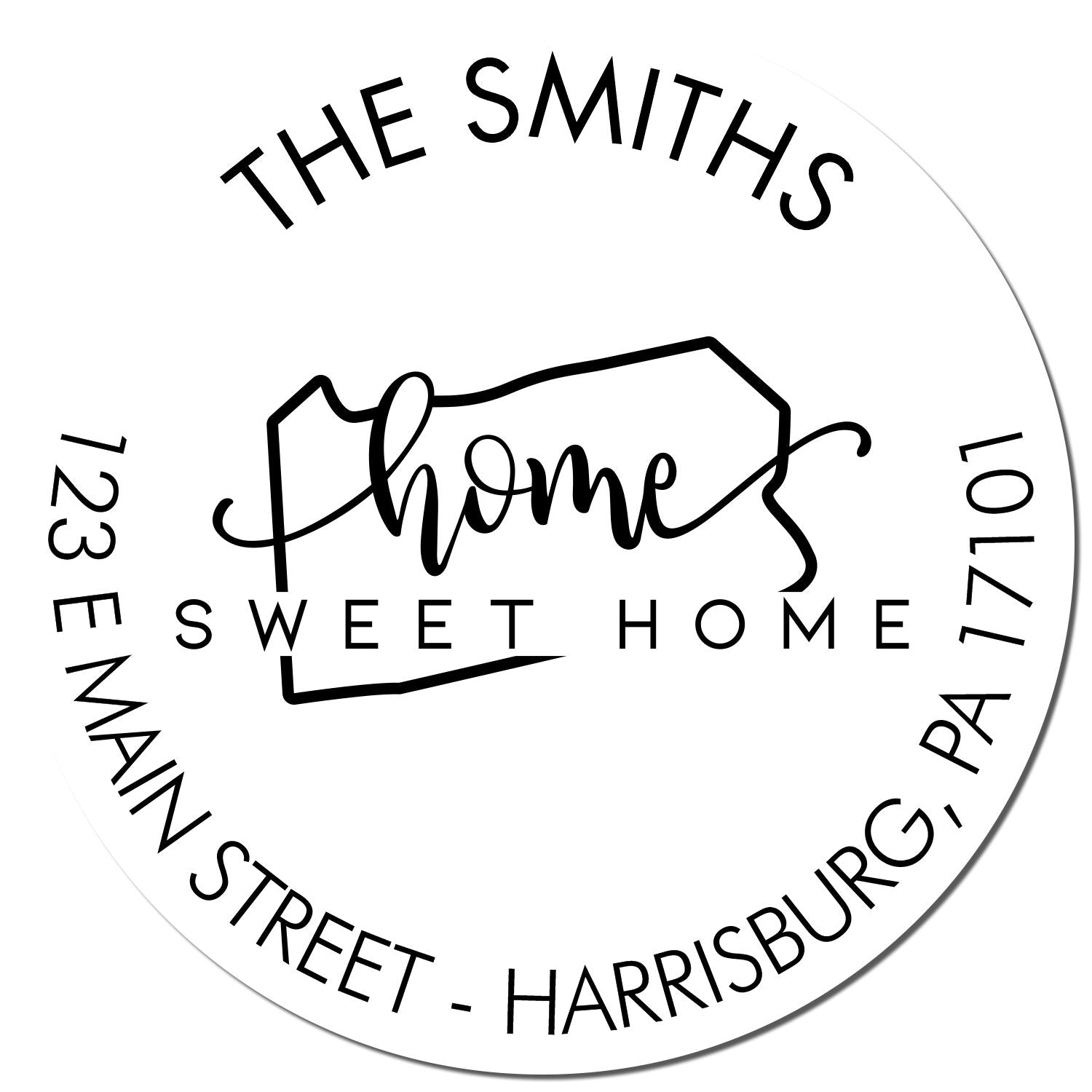 Wooden Handle Round Home Sweet Home for Pennsylvania Customized Address Label Stamp - Engineer Seal Stamps
