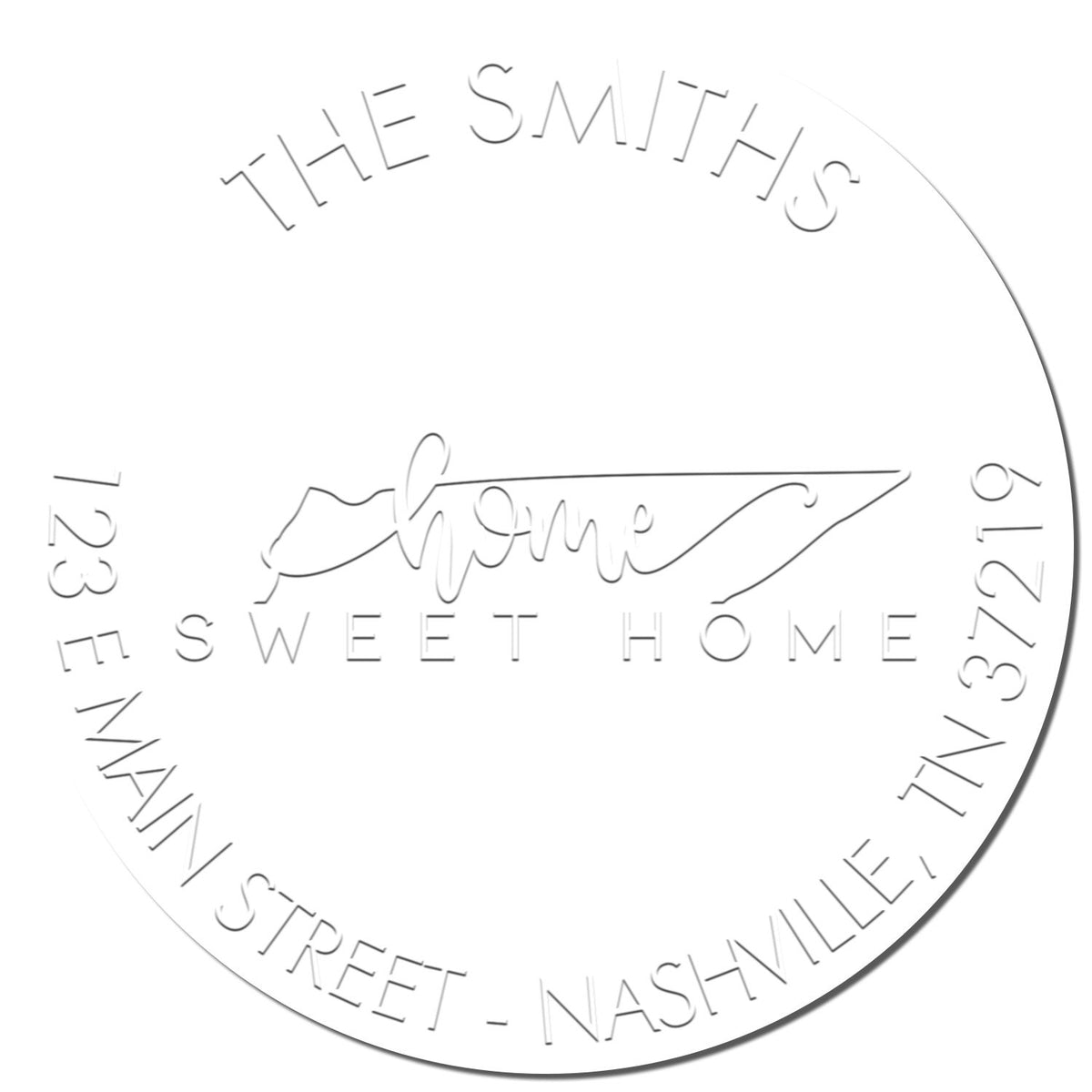 Shiny Sweet Home TN soft customized mailing address seal with state love design and enlarged imprint for mailing and decorating.