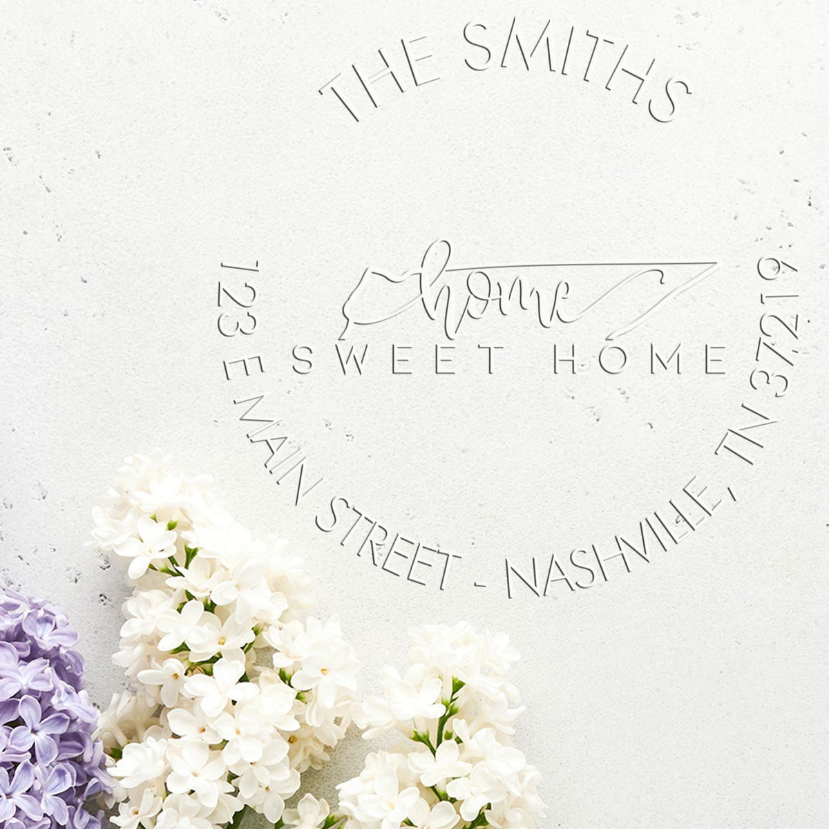 Shiny Sweet Home TN soft customized mailing address seal featuring Tennessee state love stamp in use.