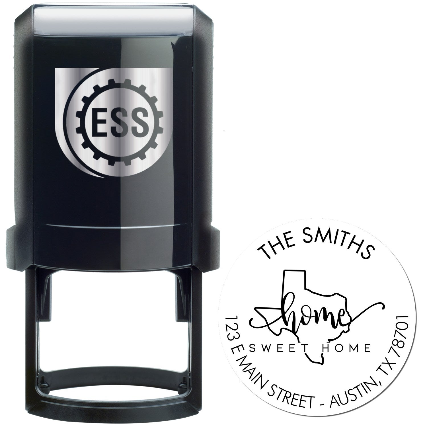 Self-Inking Round Home Sweet Home for Texas Customizable Home Address Stamper - Engineer Seal Stamps