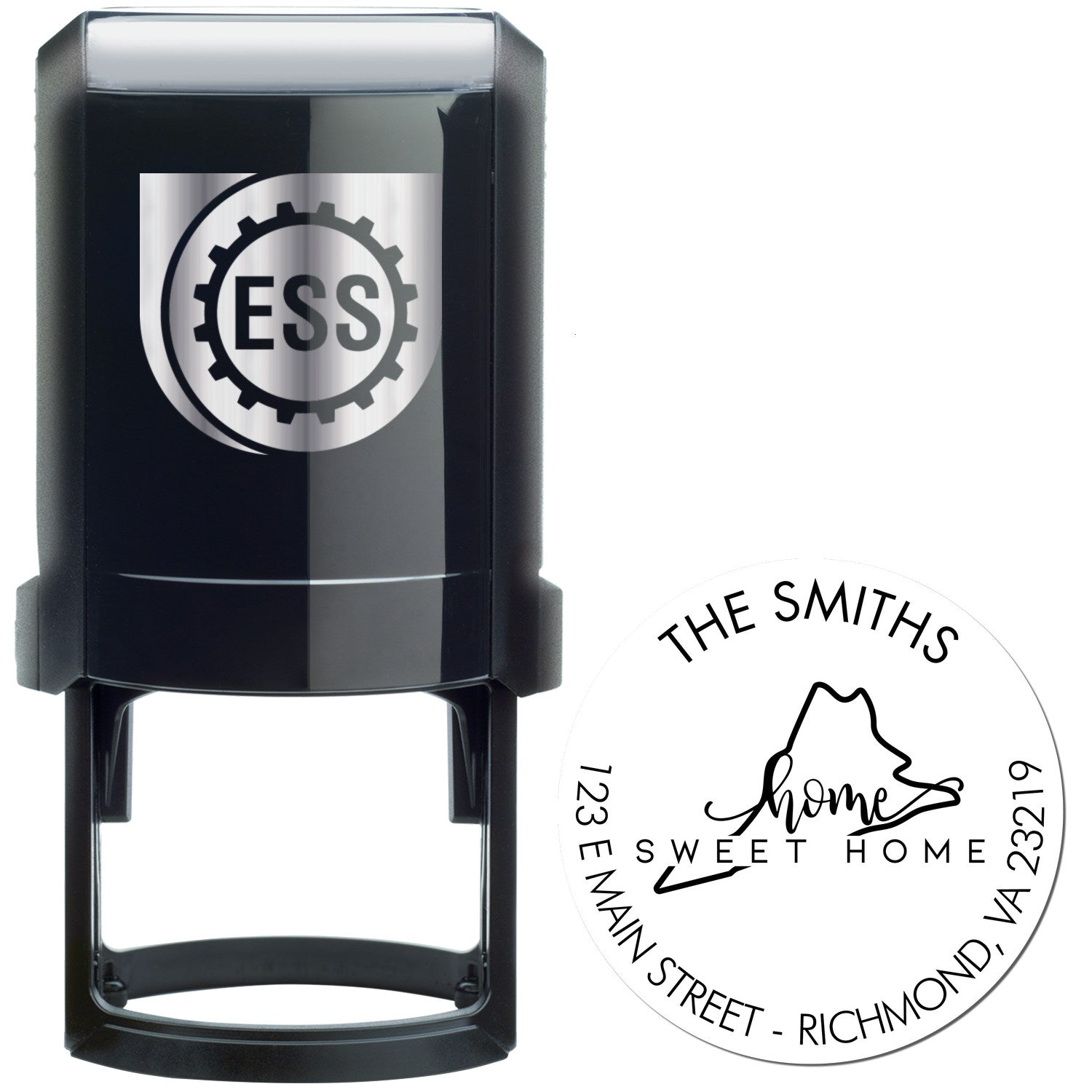 Self-Inking Round Home Sweet Home for Virginia Customizable Mail Address Stamper - Engineer Seal Stamps