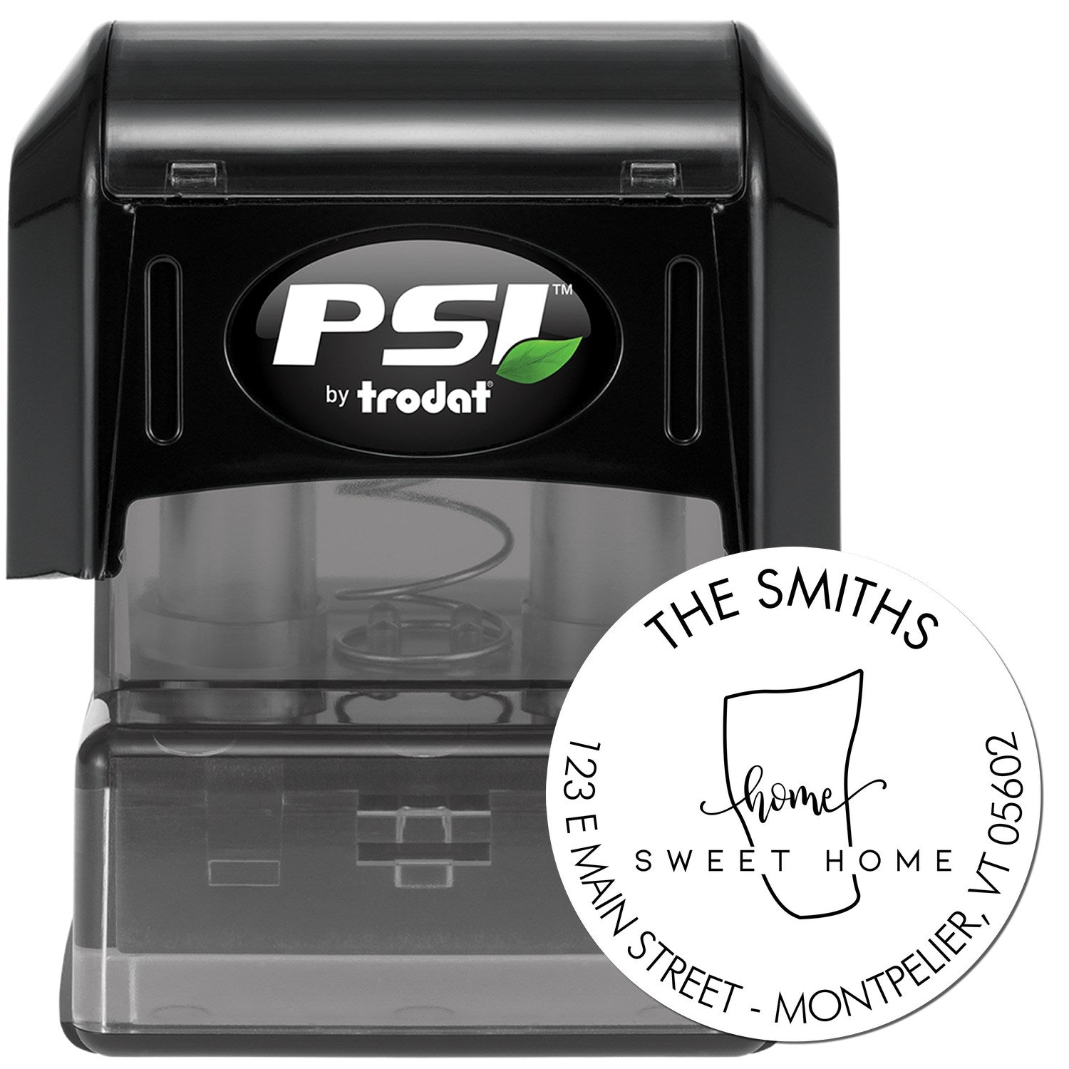 Round PSI Home Sweet Home for Vermont Custom Mailing Pre-Inked Stamp - Engineer Seal Stamps