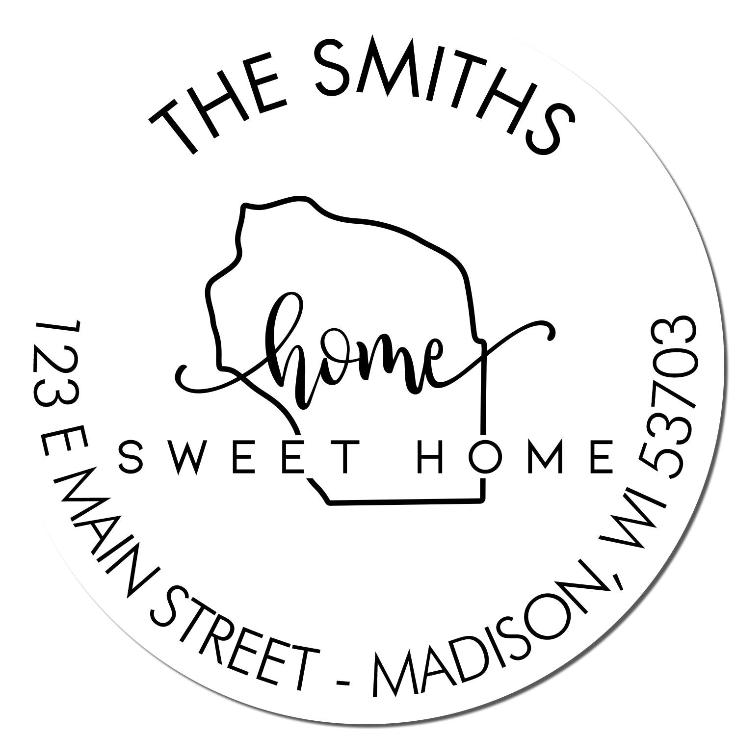 Slim Home Sweet Home for Wisconsin Address Pre-Inked Stamp - Engineer Seal Stamps