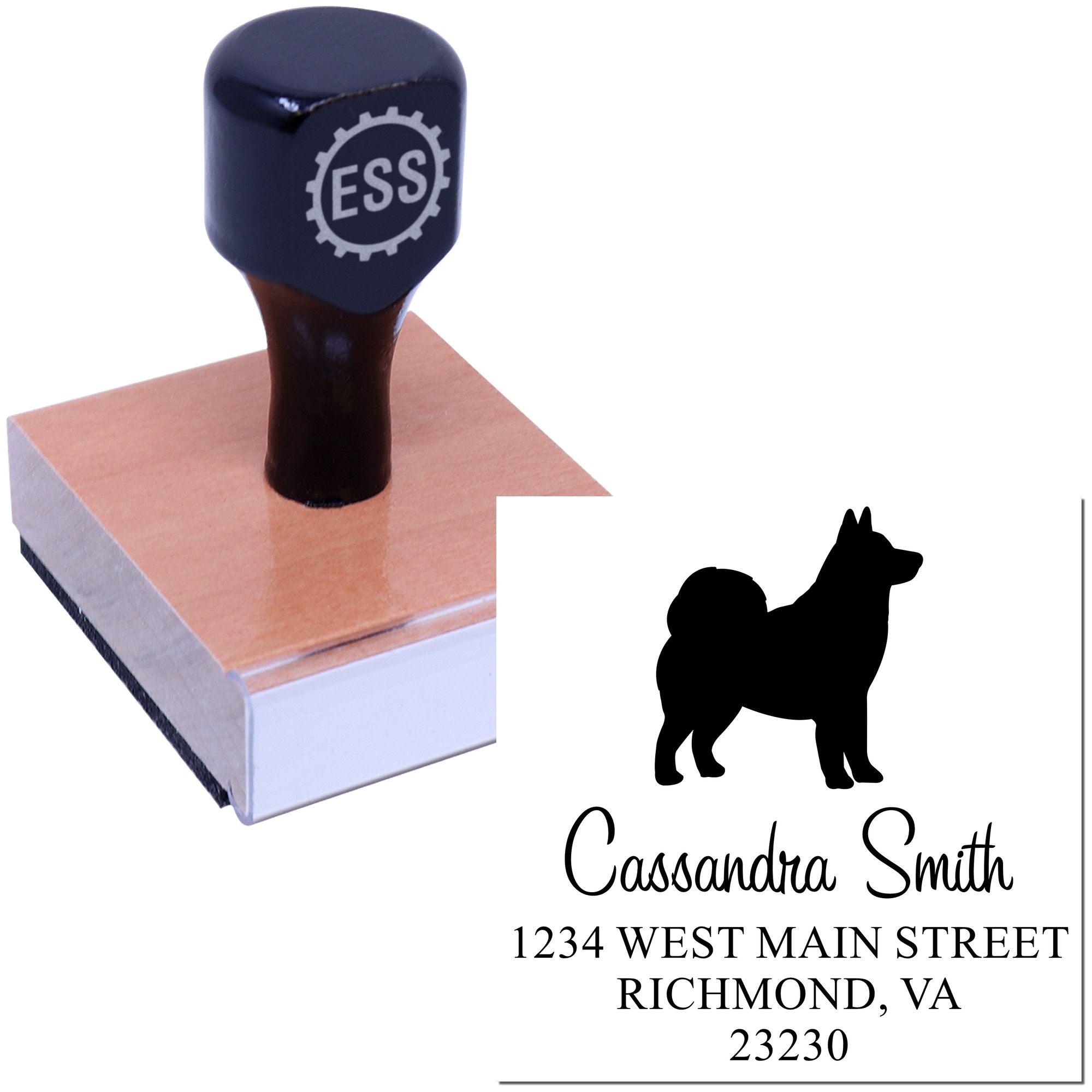 Wood Handle Alaskan Malamute Address Label Rubber Stamp - Engineer Seal Stamps
