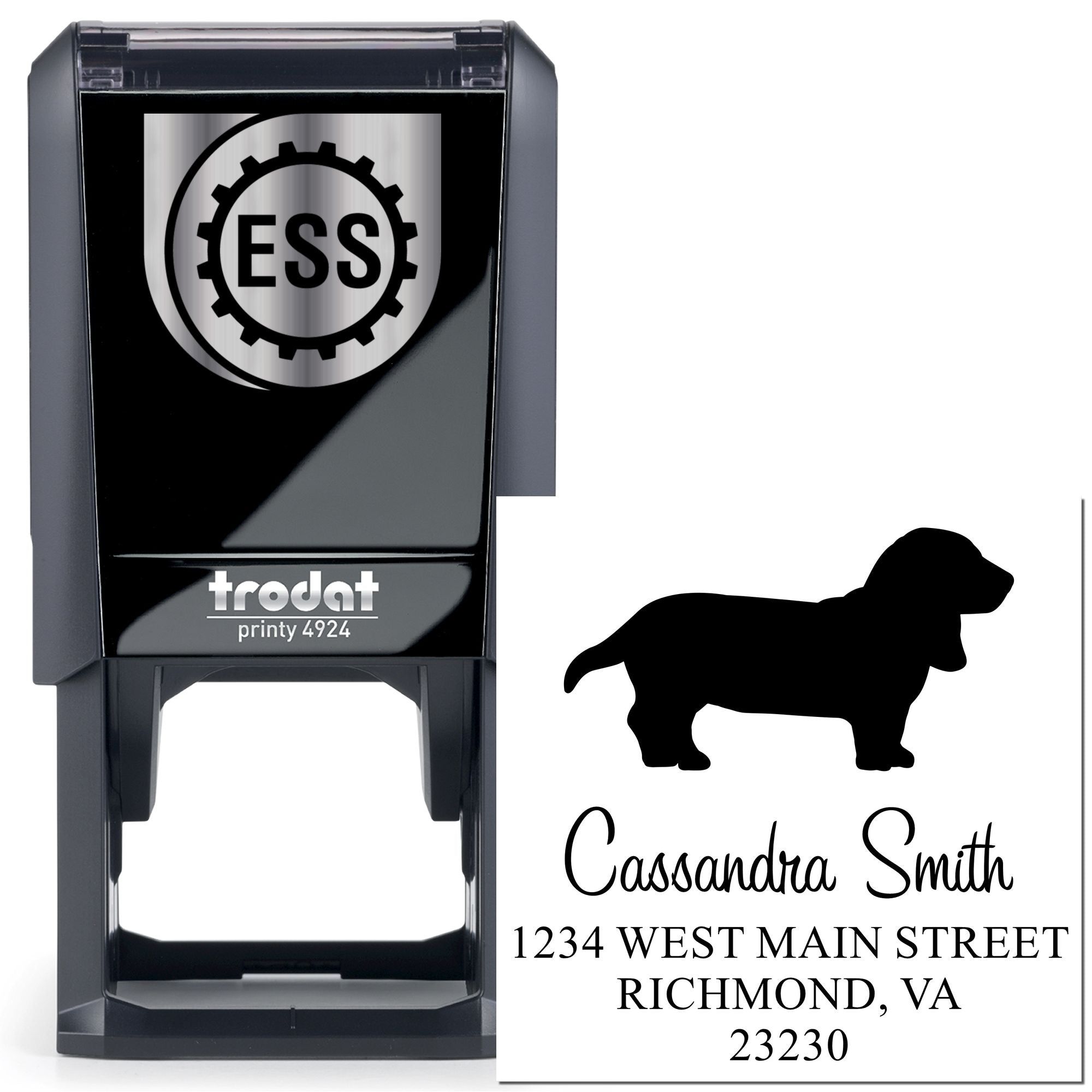 Self-Inking Basset Hound Customizable Mail Stamper - Engineer Seal Stamps