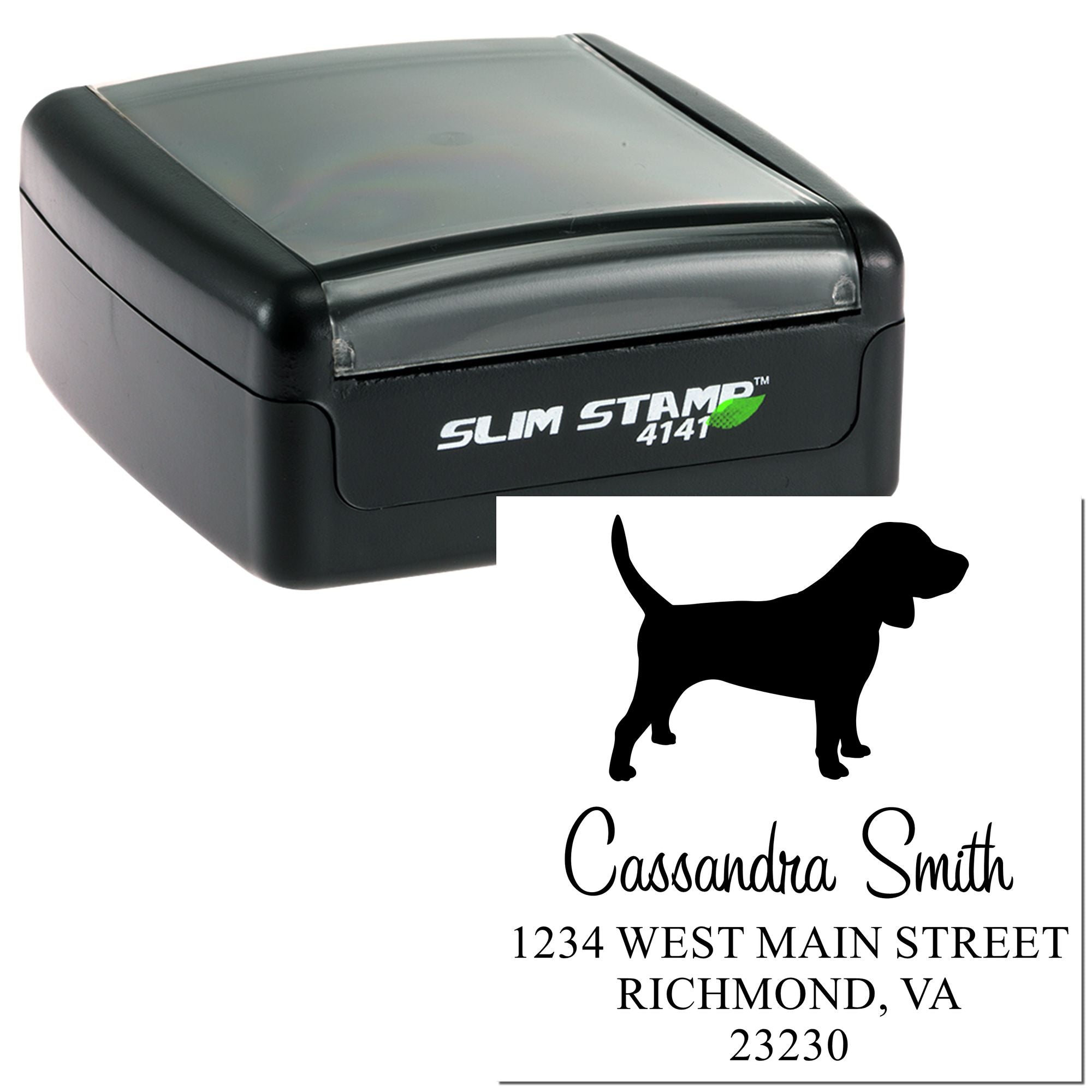 Slim Pre-Inked Beagle Personalizable Mail Rubber Stamp - Engineer Seal Stamps