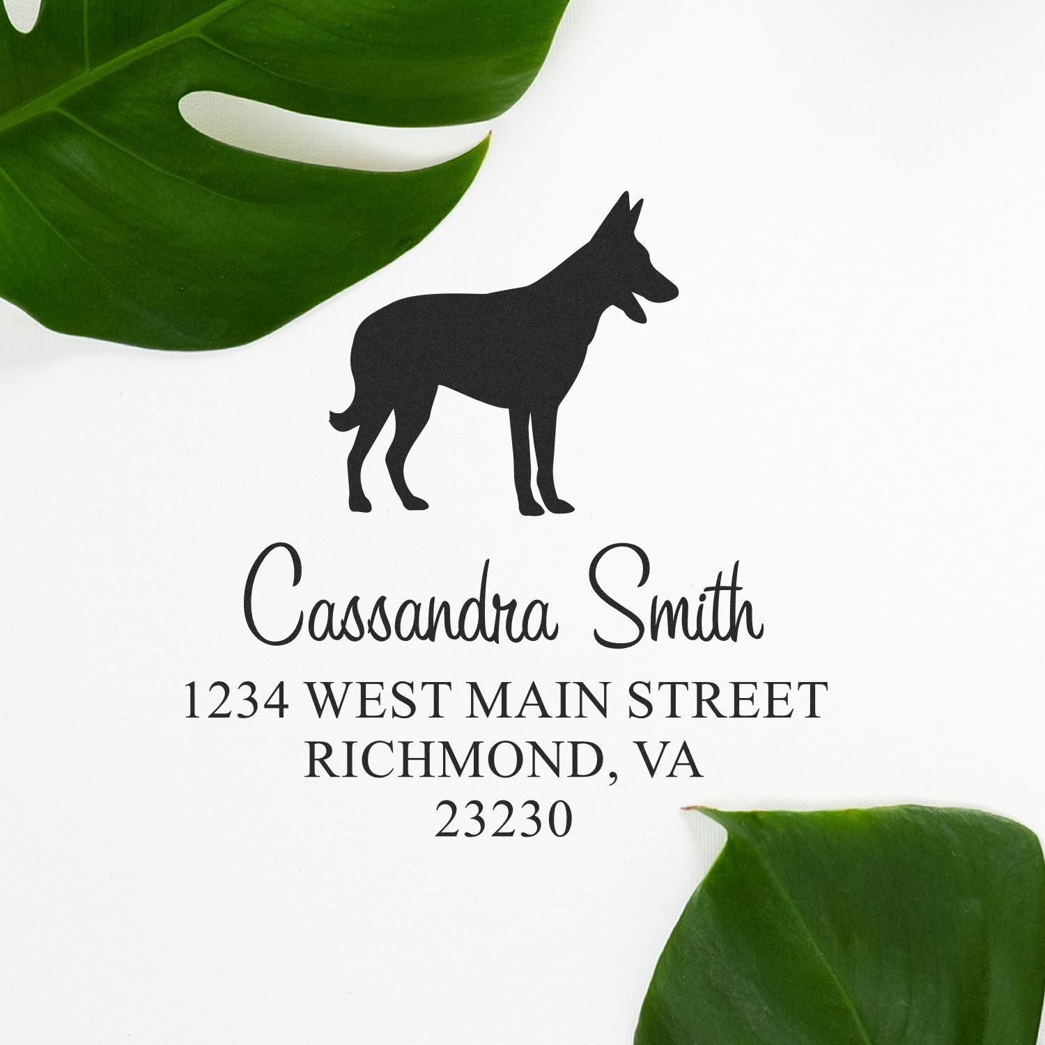 Self-Inking Belgian Malinois Customizable Mailing Address Rubber Stamp - Engineer Seal Stamps