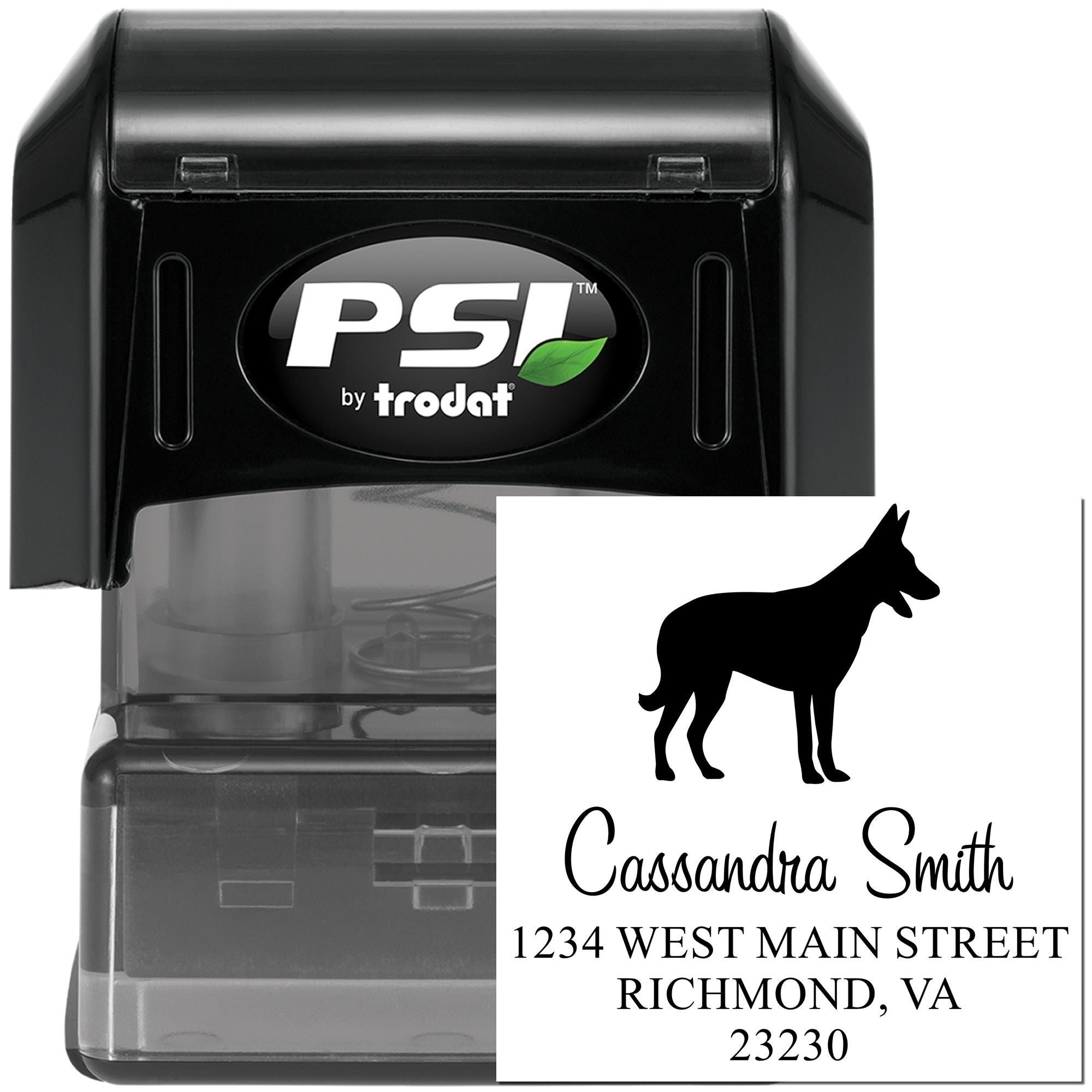 PSI Pre-Inked Belgian Malinois Handcrafted Dog Lover's Address Stamper - Engineer Seal Stamps