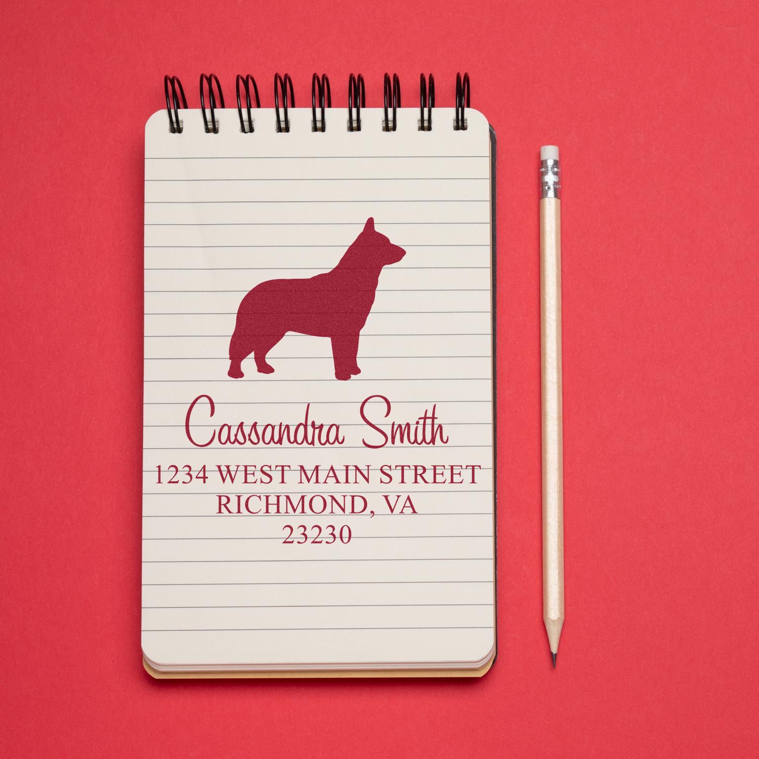 PSI Pre-Inked Blue Heeler Handcrafted Dog Return Address Rubber Stamp - Engineer Seal Stamps