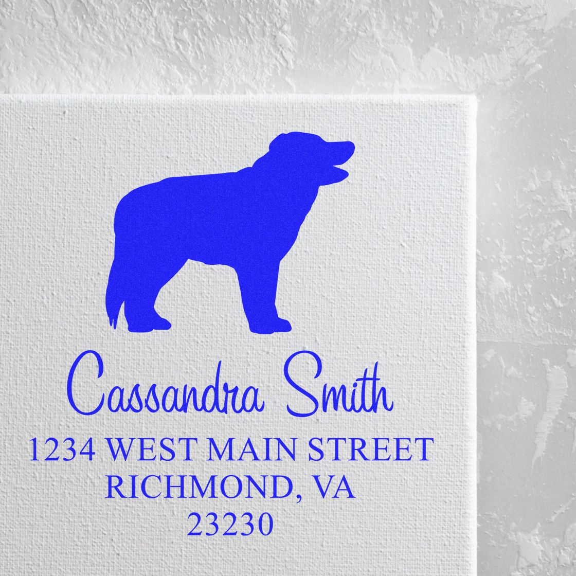 Wood Handle Border Collie Address Label Stamper - Engineer Seal Stamps