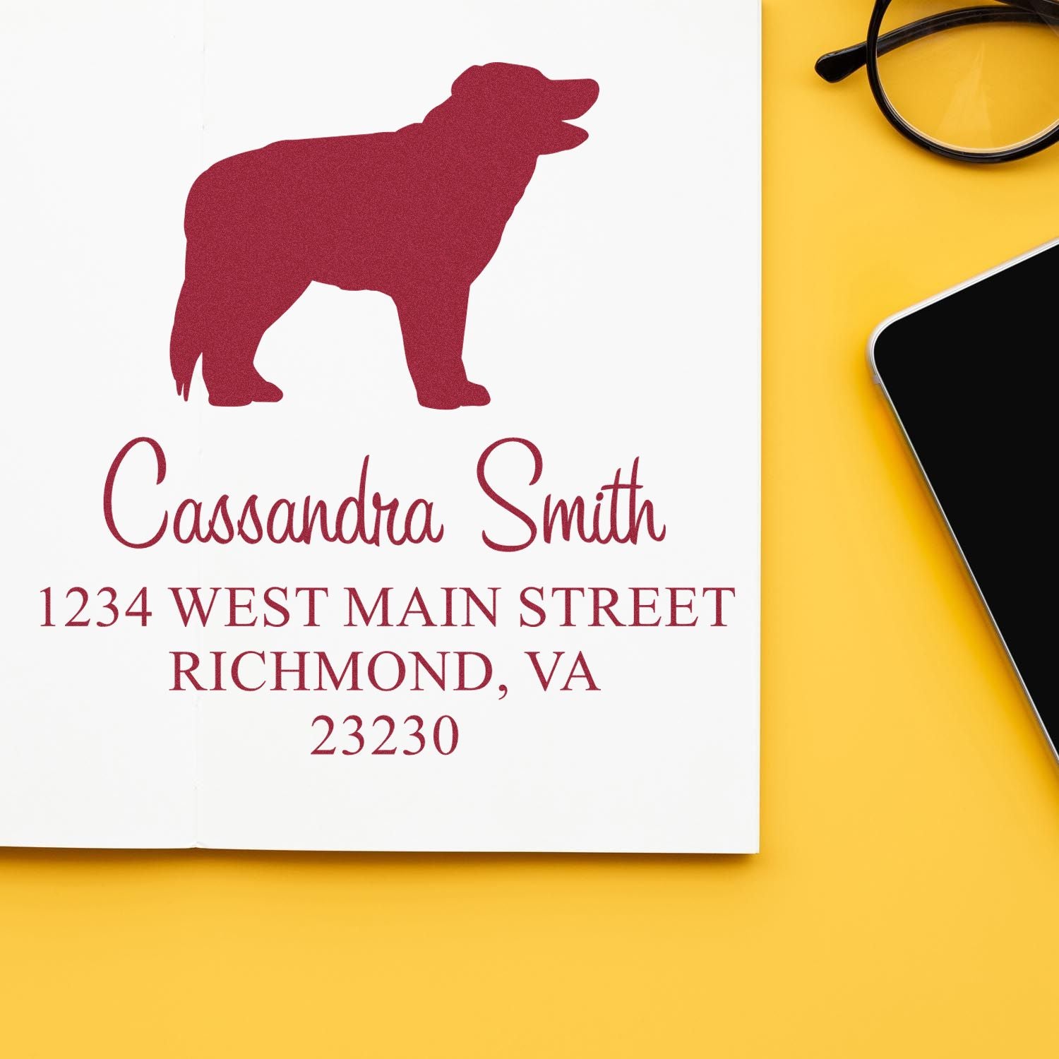 Self-Inking Border Collie Customizable Mailing Address Stamp - Engineer Seal Stamps