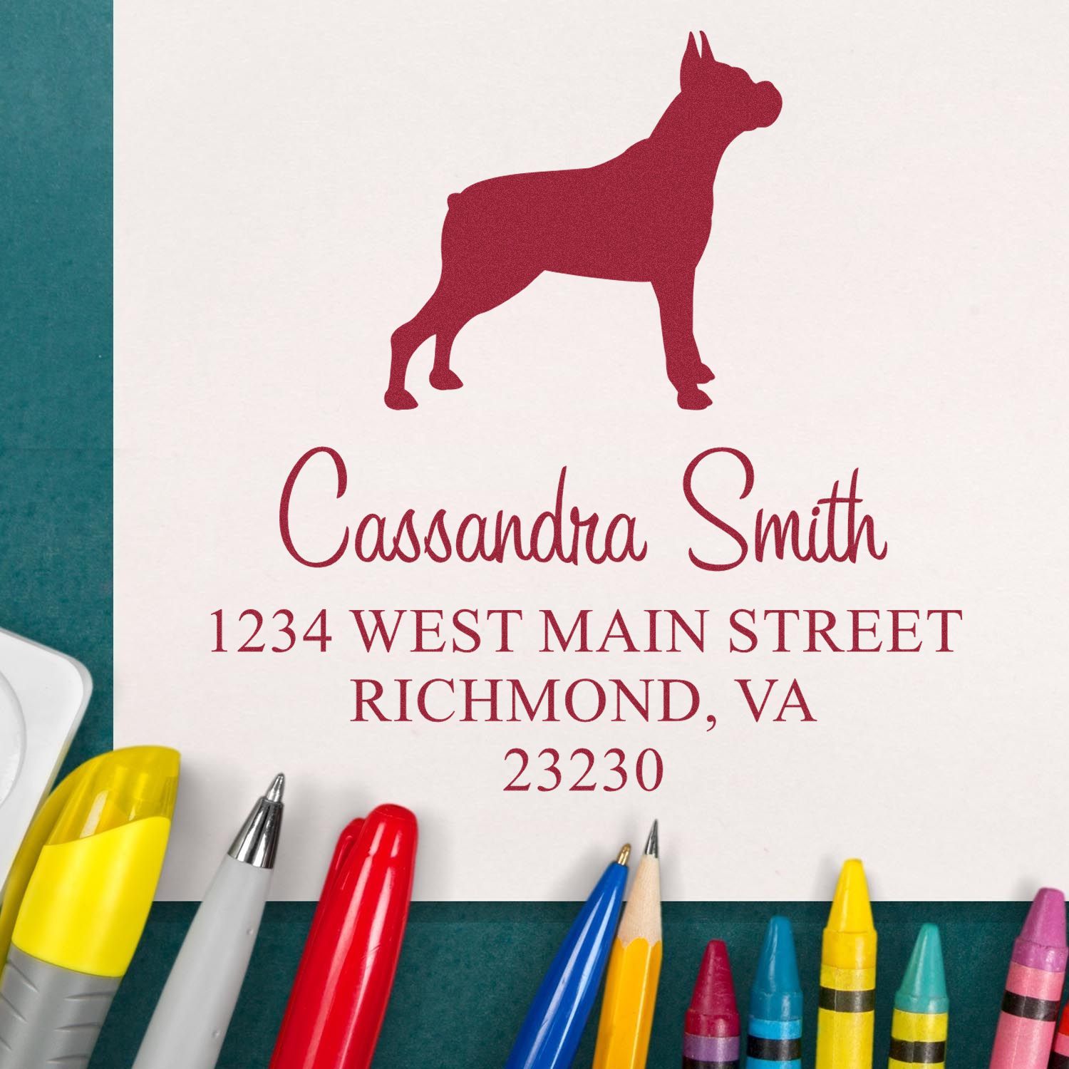 PSI Pre-Inked Boxer Handcrafted Dog Return Address Stamp for Envelopes - Engineer Seal Stamps