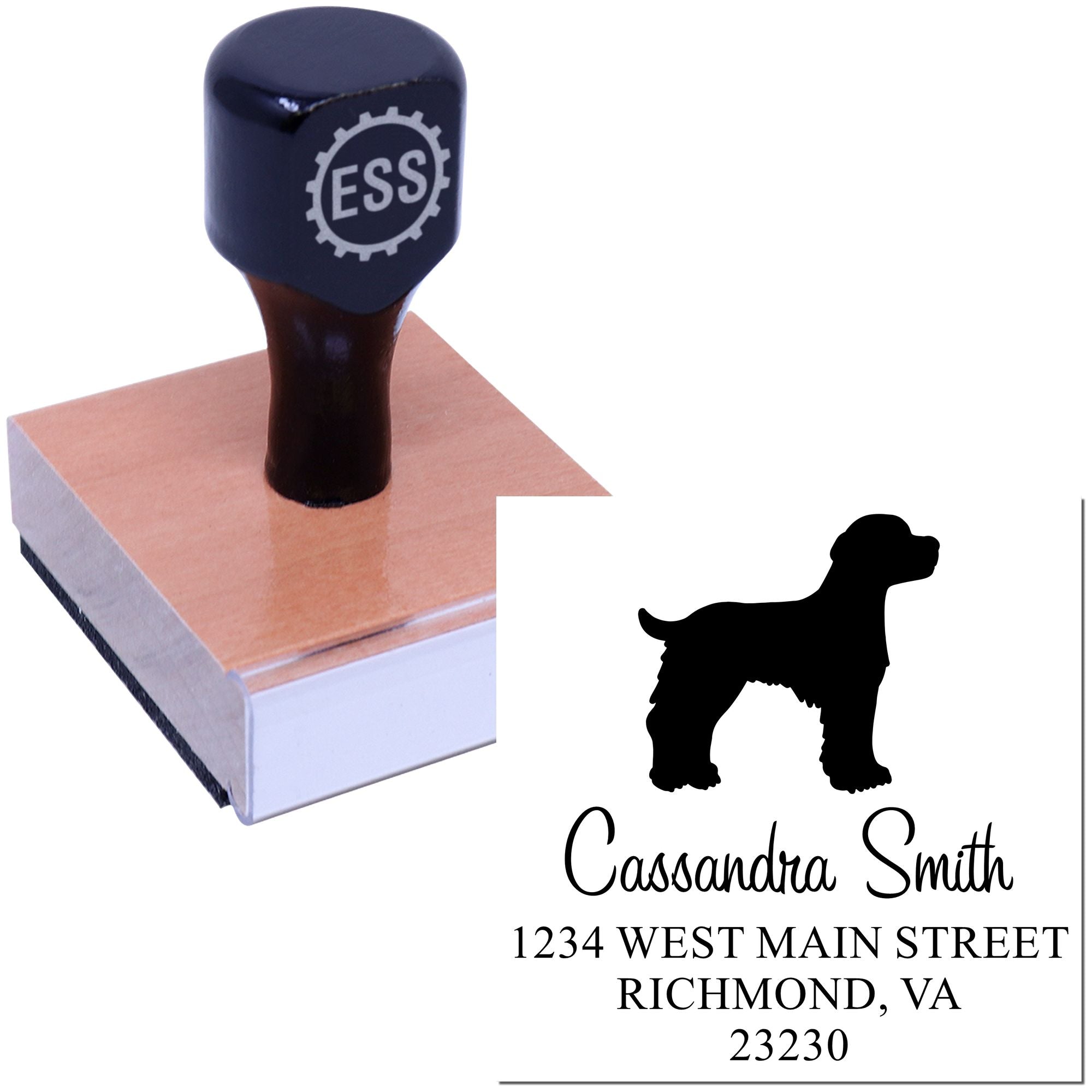 Wood Handle Brittany Spaniel Address Return Rubber Stamp - Engineer Seal Stamps