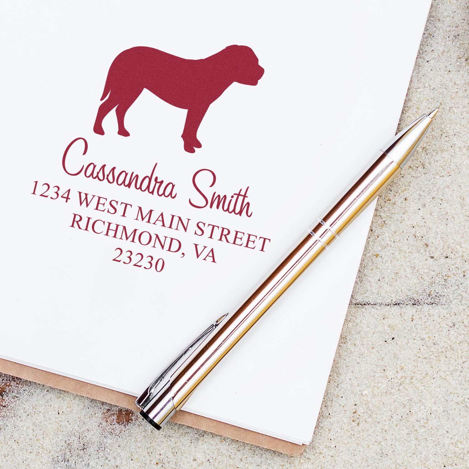 Wood Handle Bullmastiff Address Return Stamp - Engineer Seal Stamps