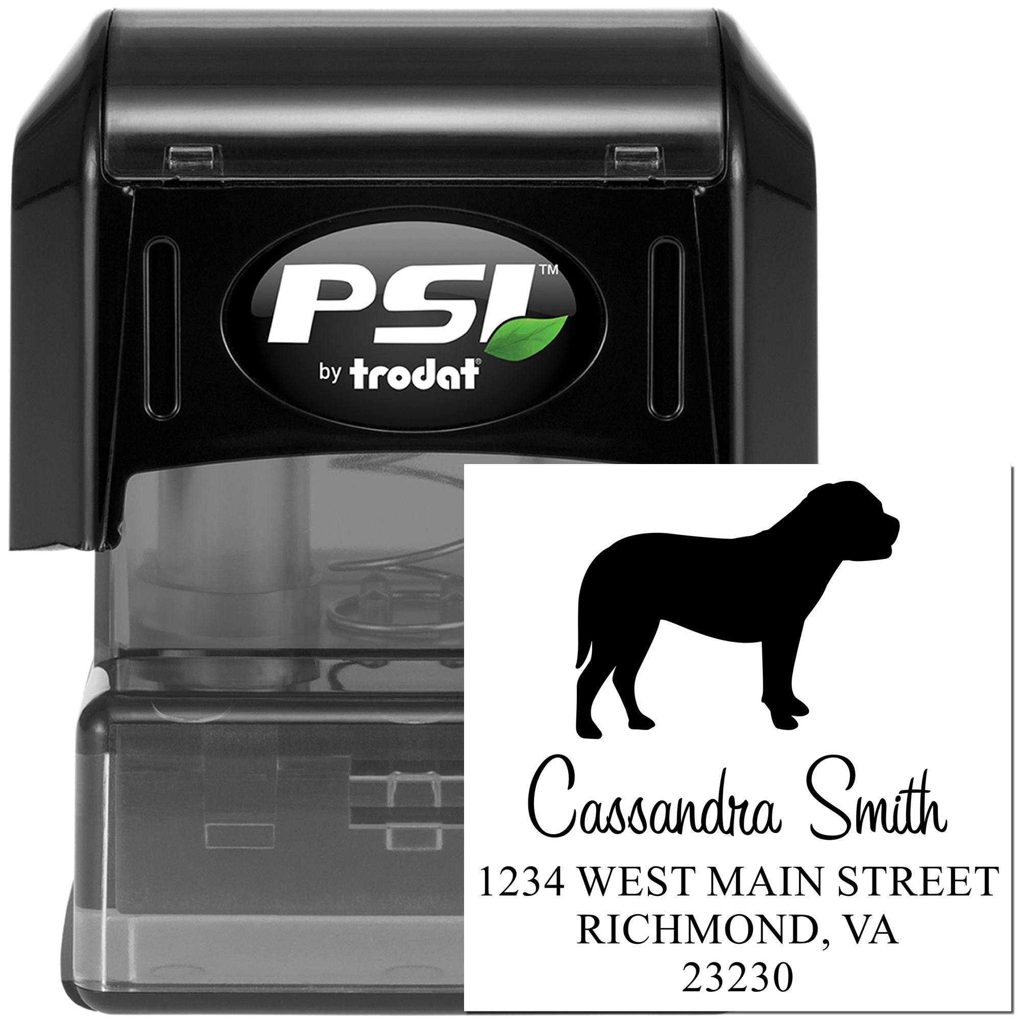 PSI Pre-Inked Bullmastiff Handcrafted Easy-To-Use Address Rubber Stamp - Engineer Seal Stamps