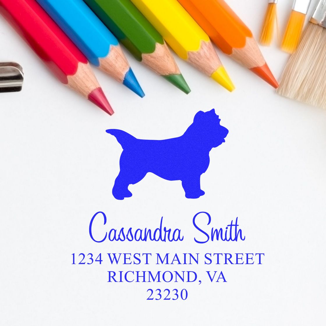 PSI Pre-Inked Cairn Terrier Handcrafted Easy-To-Use Address Stamp - Engineer Seal Stamps
