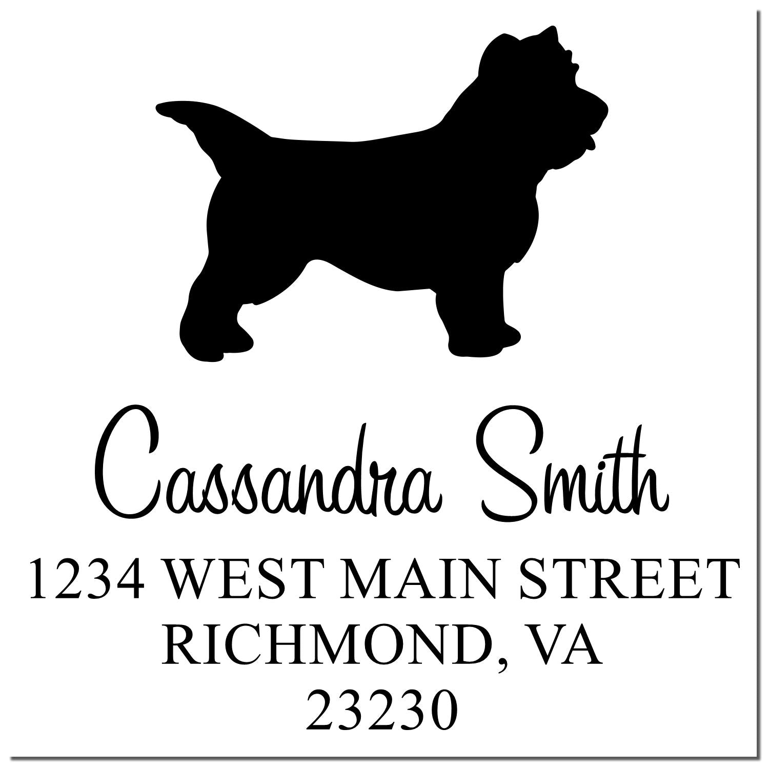 Slim Pre-Inked Cairn Terrier Personalizable Mailing Address Rubber Stamp - Engineer Seal Stamps