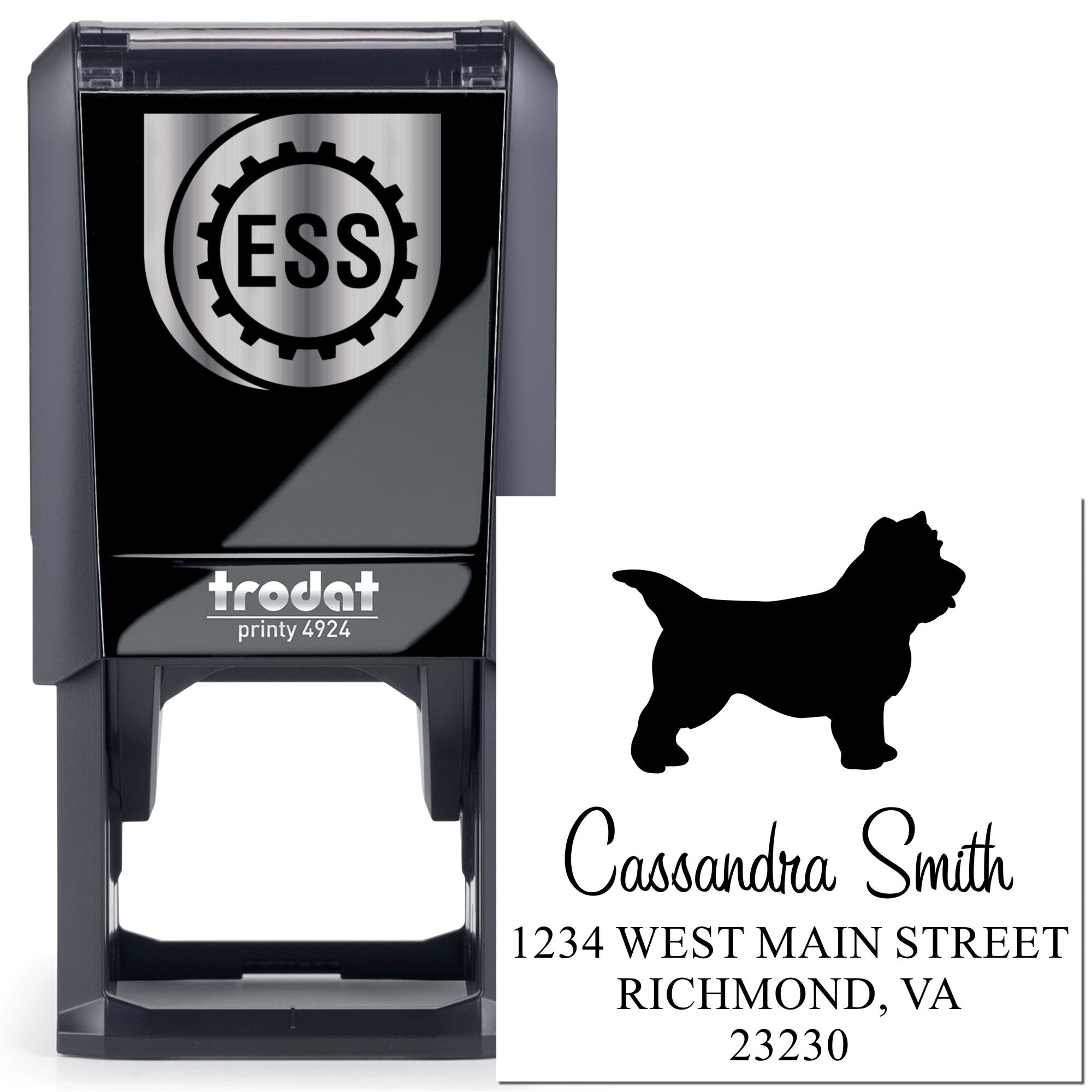Self-Inking Cairn Terrier Customizable Mailing Address Stamper - Engineer Seal Stamps