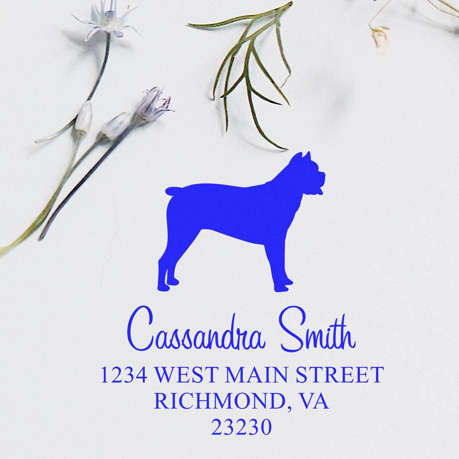 Slim Pre-Inked Cane Corso Personalizable Mailing Address Rubber Stamp - Engineer Seal Stamps