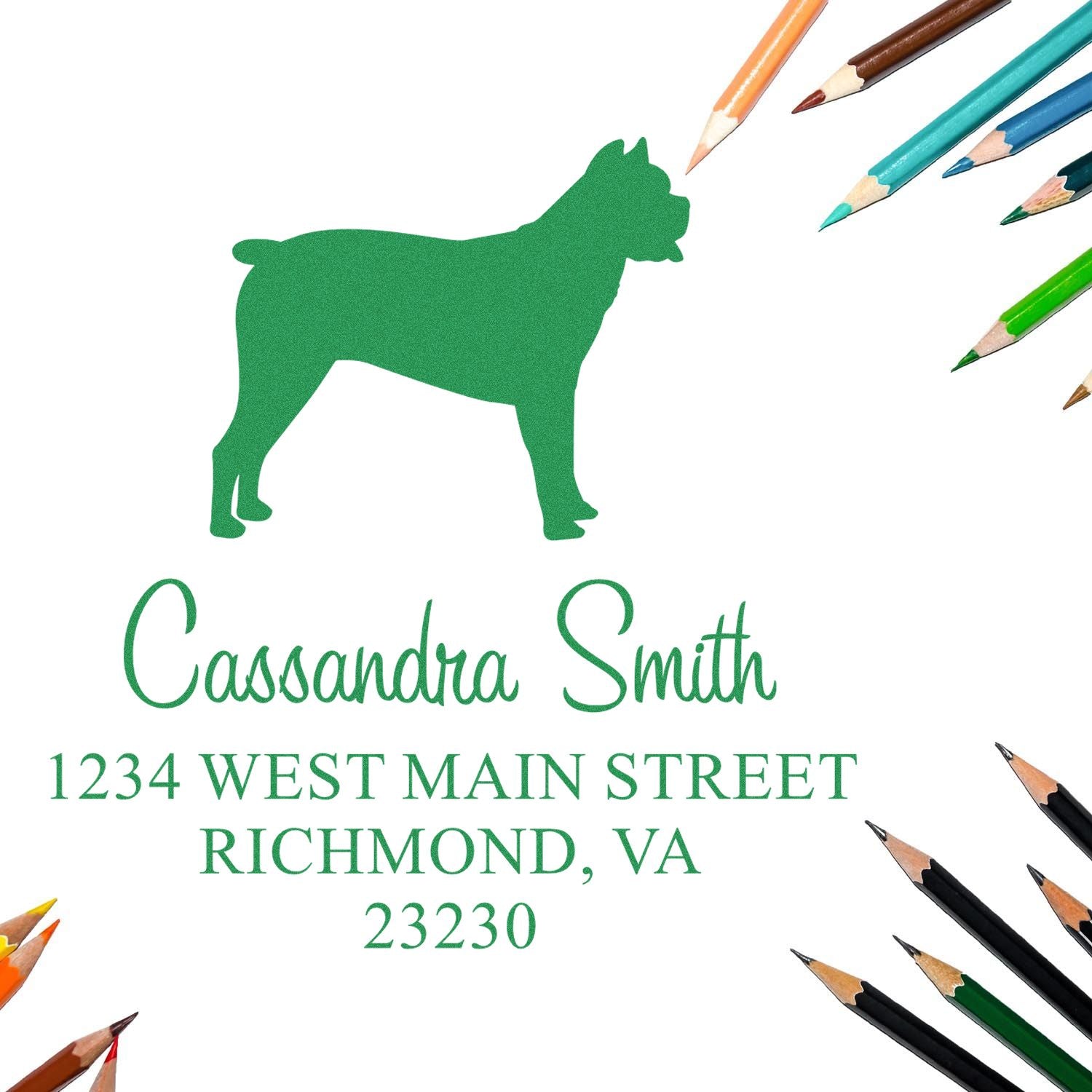 Slim Pre-Inked Cane Corso Personalizable Mailing Address Rubber Stamp - Engineer Seal Stamps