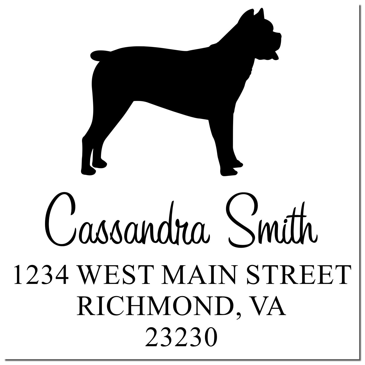 Slim Pre-Inked Cane Corso Personalizable Mailing Address Rubber Stamp - Engineer Seal Stamps