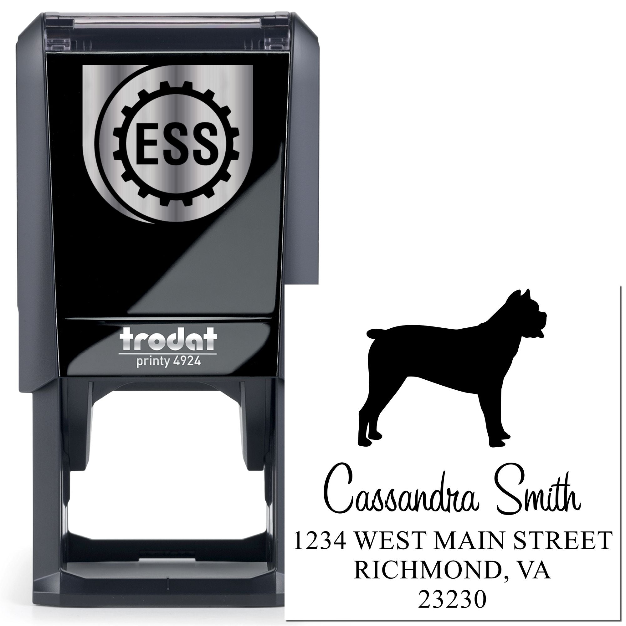 Self-Inking Cane Corso Customizable Mailing Address Stamper - Engineer Seal Stamps