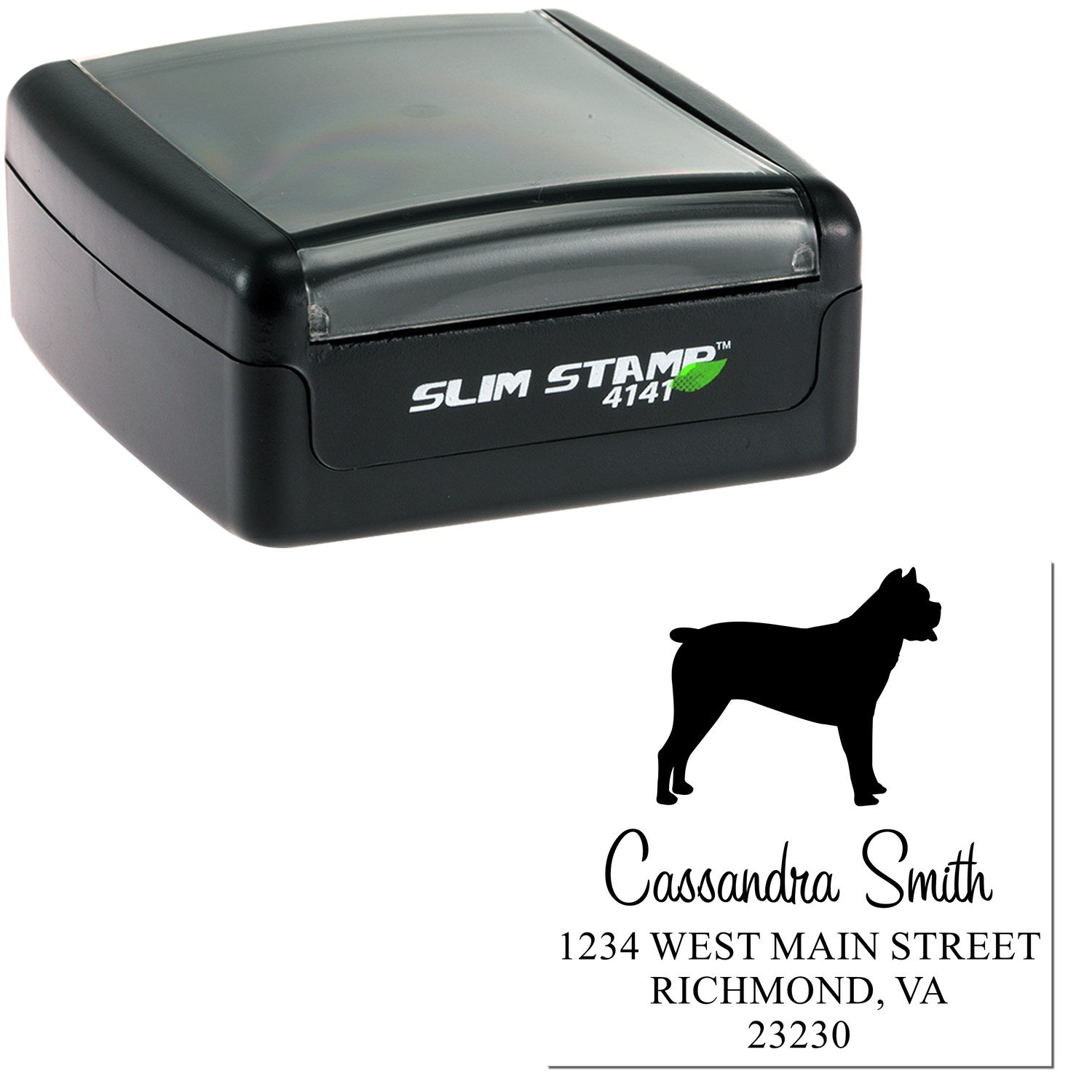 Slim Pre-Inked Cane Corso Personalizable Mailing Address Rubber Stamp - Engineer Seal Stamps
