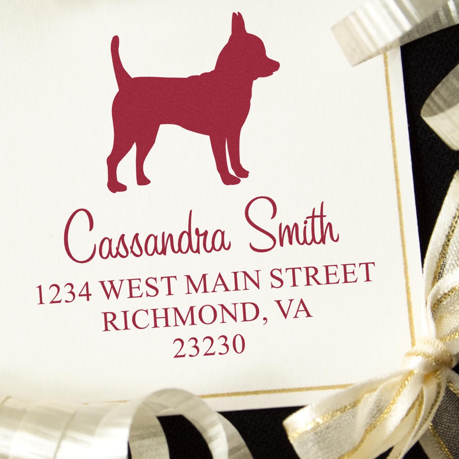 Slim Pre-Inked Chihuahua Personalizable Mailing Address Stamp for Envelopes - Engineer Seal Stamps