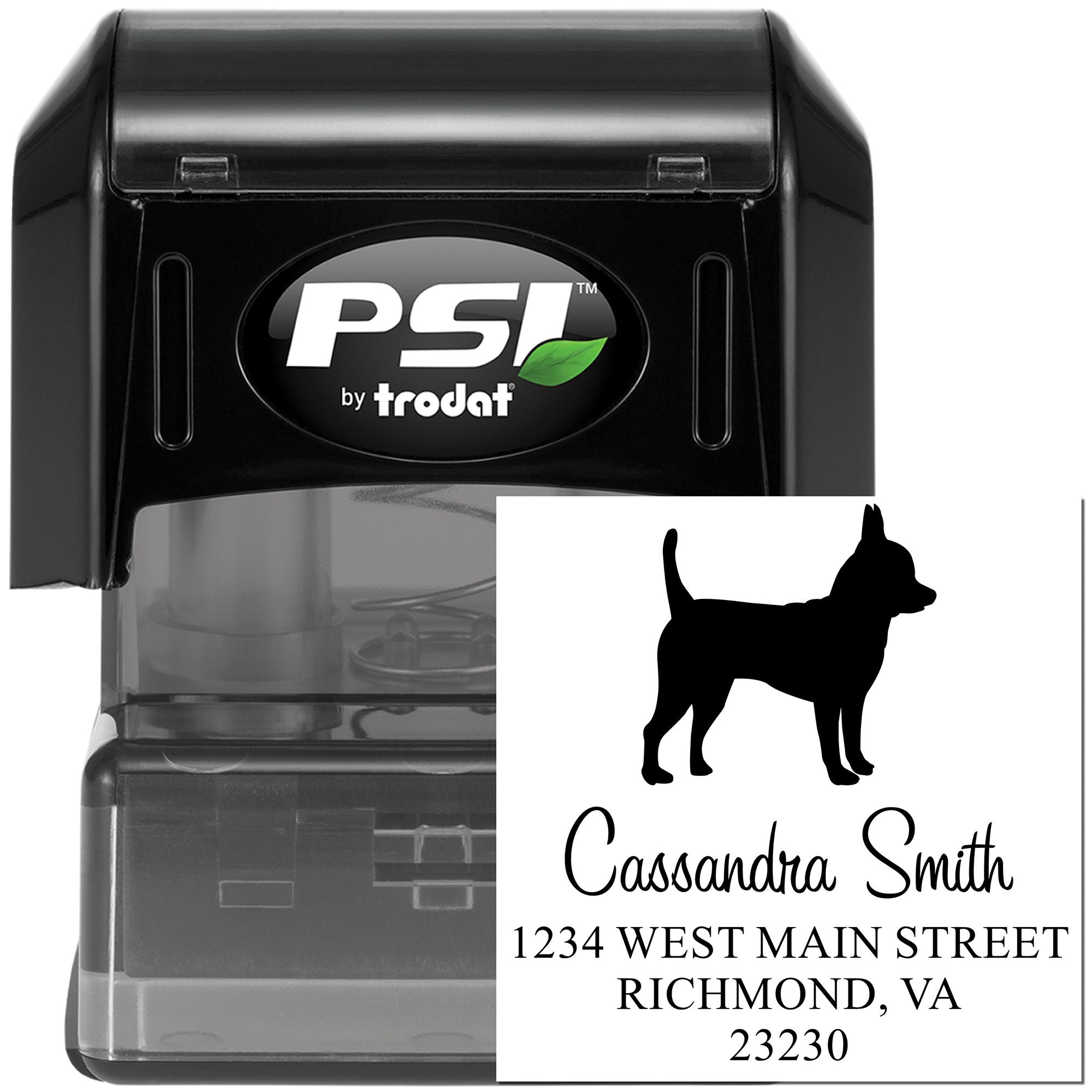 PSI Pre-Inked Chihuahua Handcrafted High-Quality Address Stamp - Engineer Seal Stamps