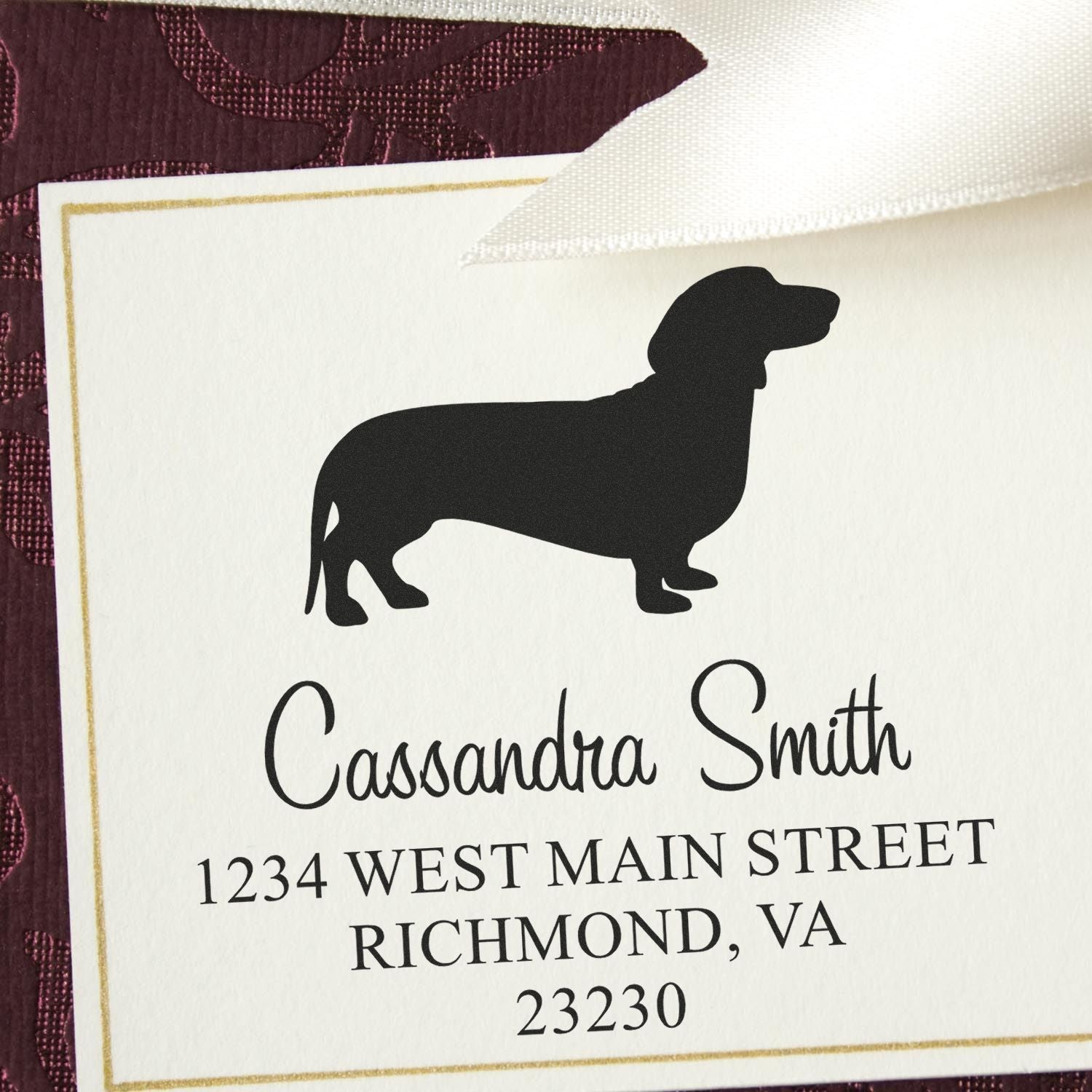 Slim Pre-Inked Dachshund Personalizable Mailing Address Stamper - Engineer Seal Stamps