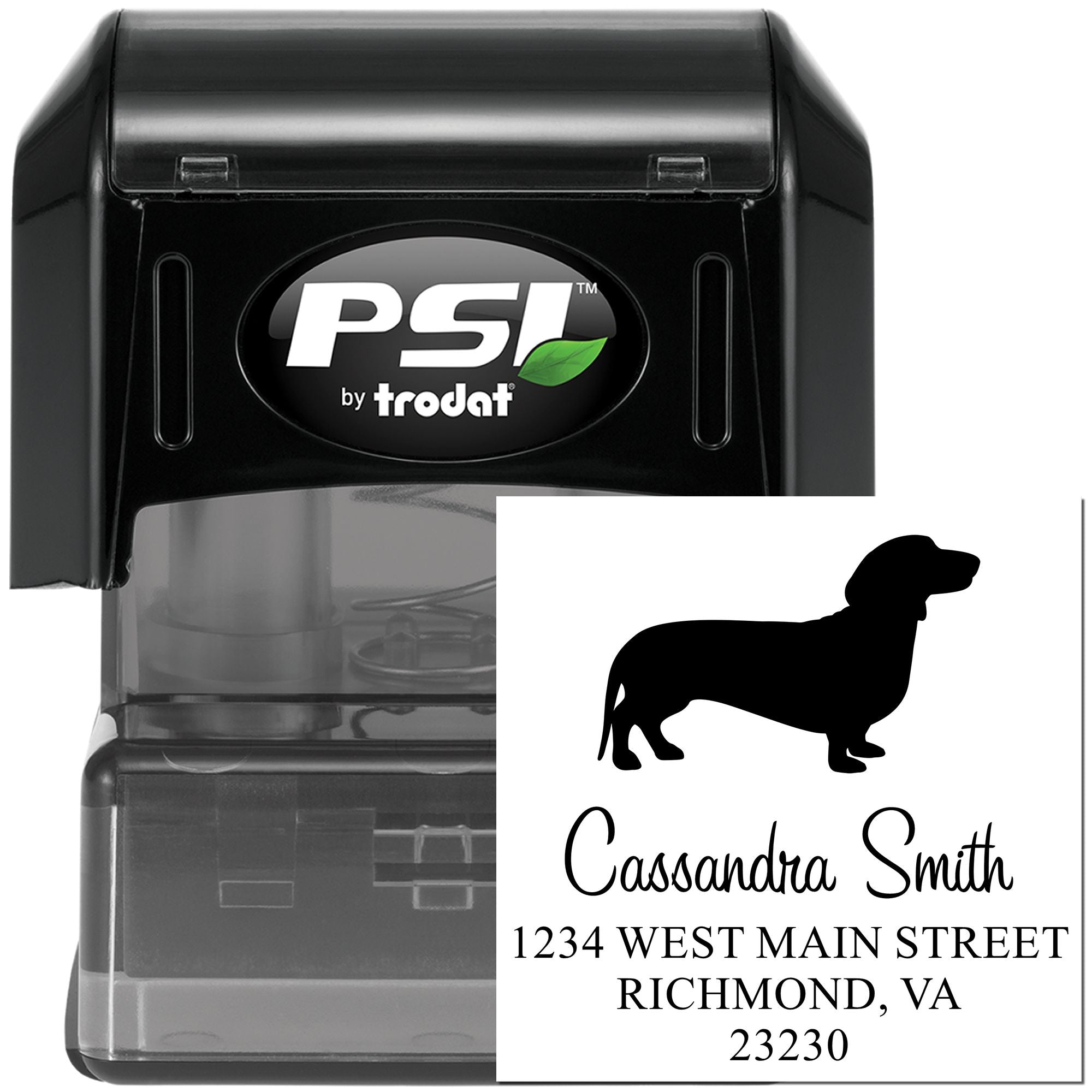 PSI Pre-Inked Dachshund Handcrafted High-Quality Address Stamper - Engineer Seal Stamps