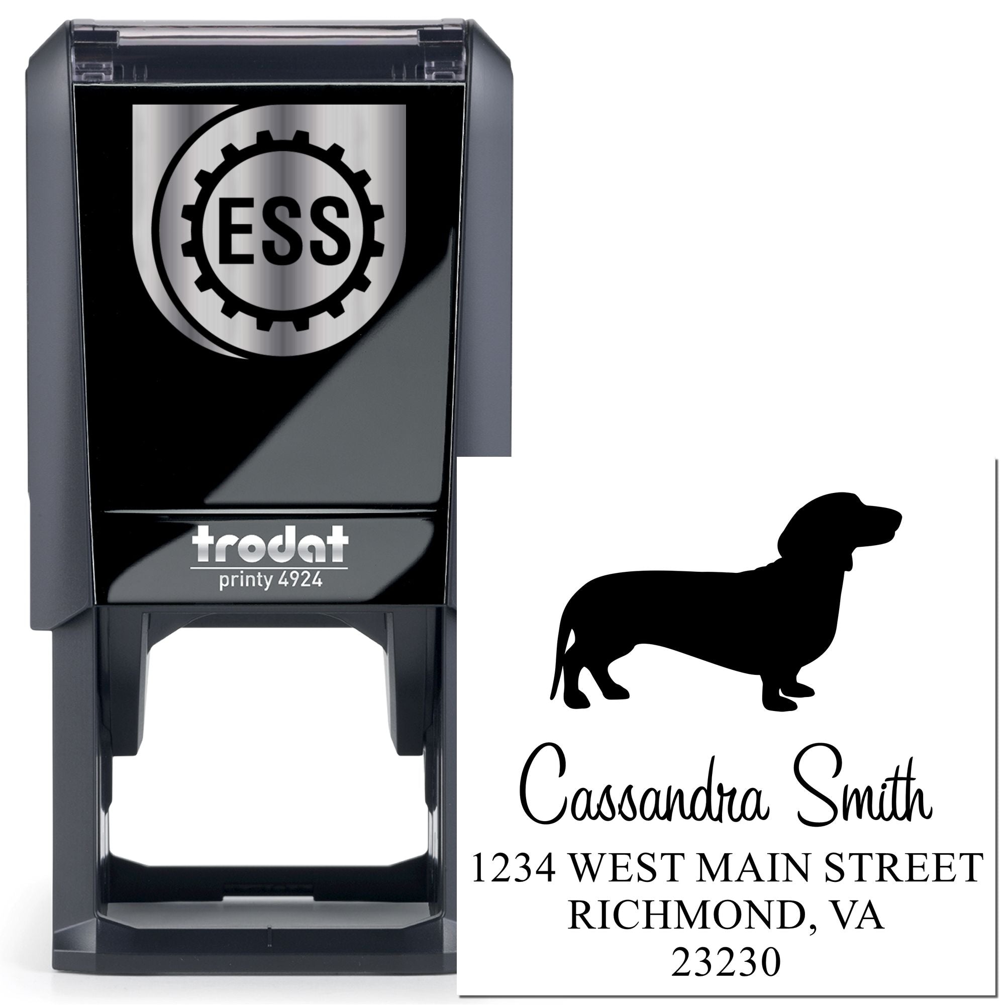 Self-Inking Dachshund Customizable Mailing Rubber Stamp - Engineer Seal Stamps