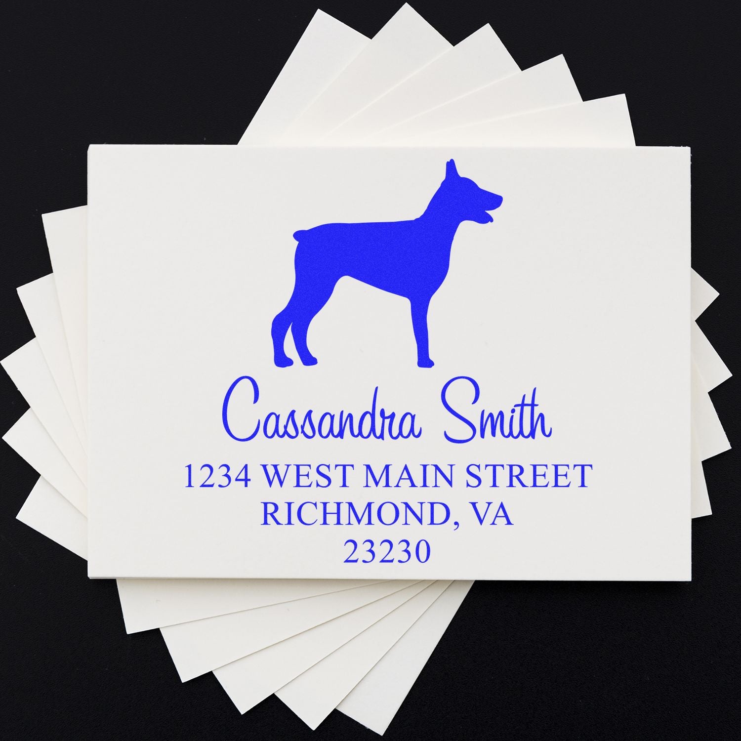 Slim Pre-Inked Doberman Personalizable Mailing Label Rubber Stamp