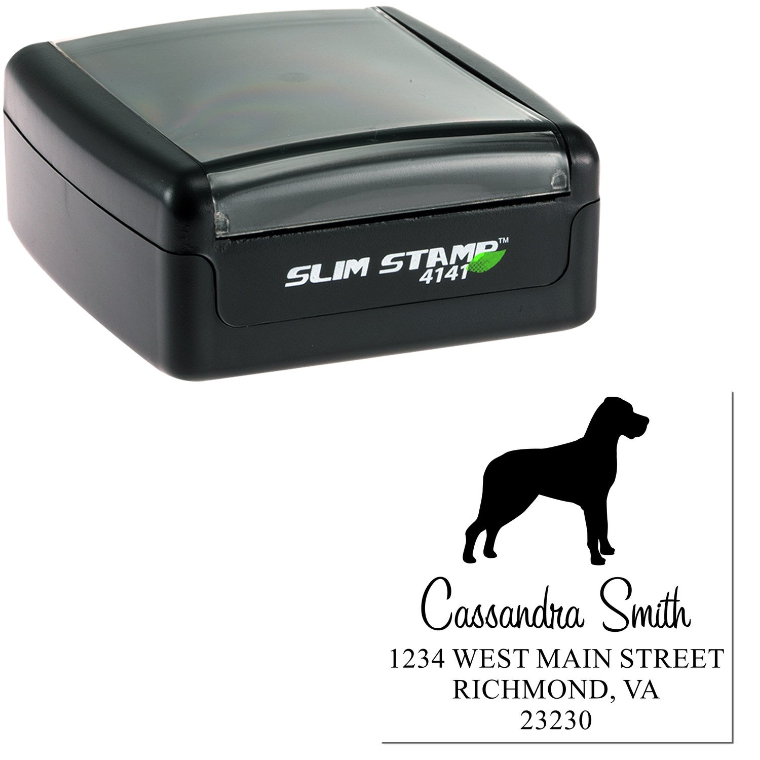 Slim Pre-Inked Great Dane Personalizable Mailing Label Stamper - Engineer Seal Stamps