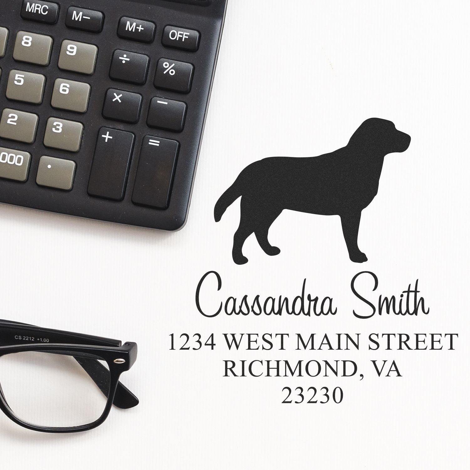 Self-Inking Labrador Customizable Name and Address Rubber Stamp - Engineer Seal Stamps