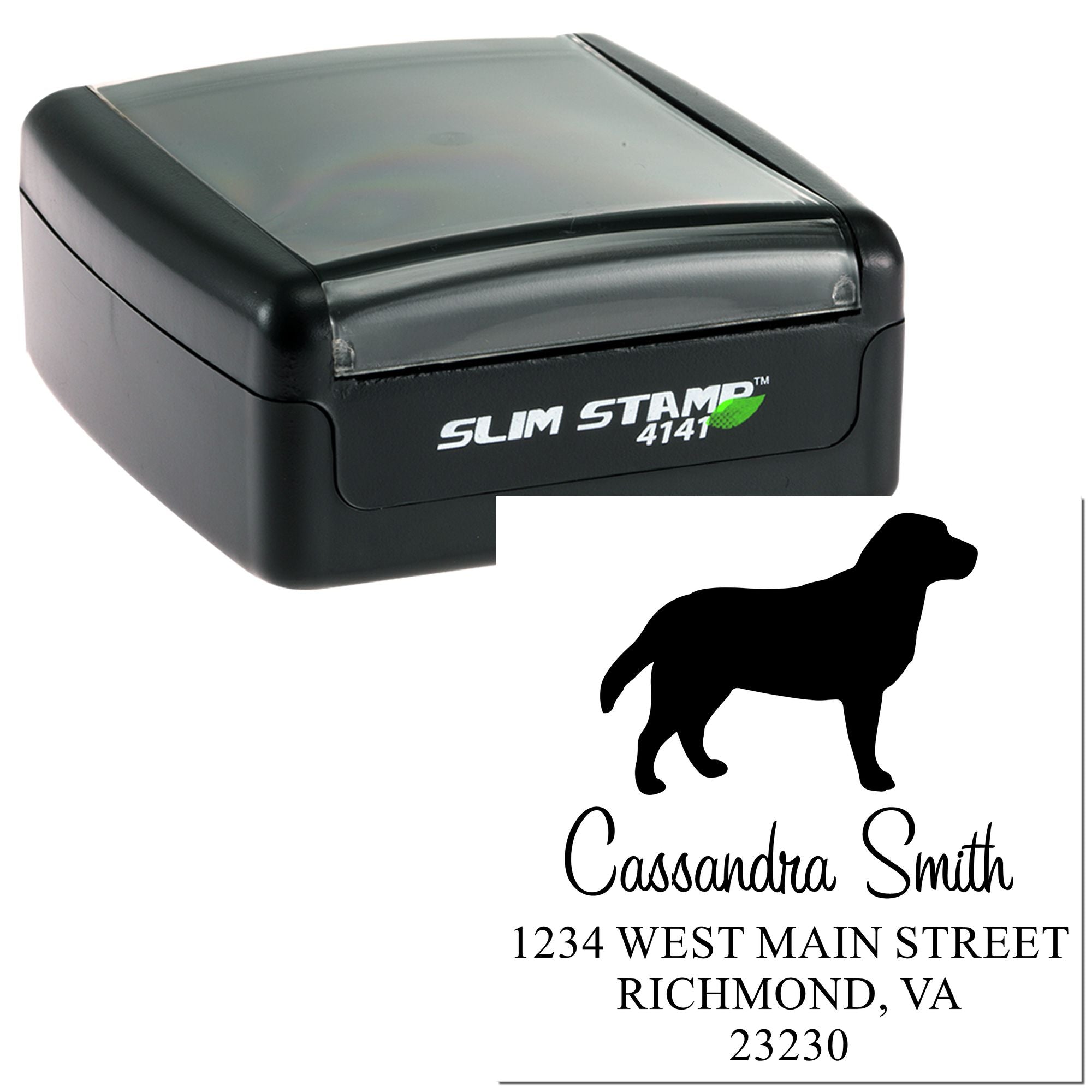 Slim Pre-Inked Labrador Personalizable Mailing Stamp - Engineer Seal Stamps