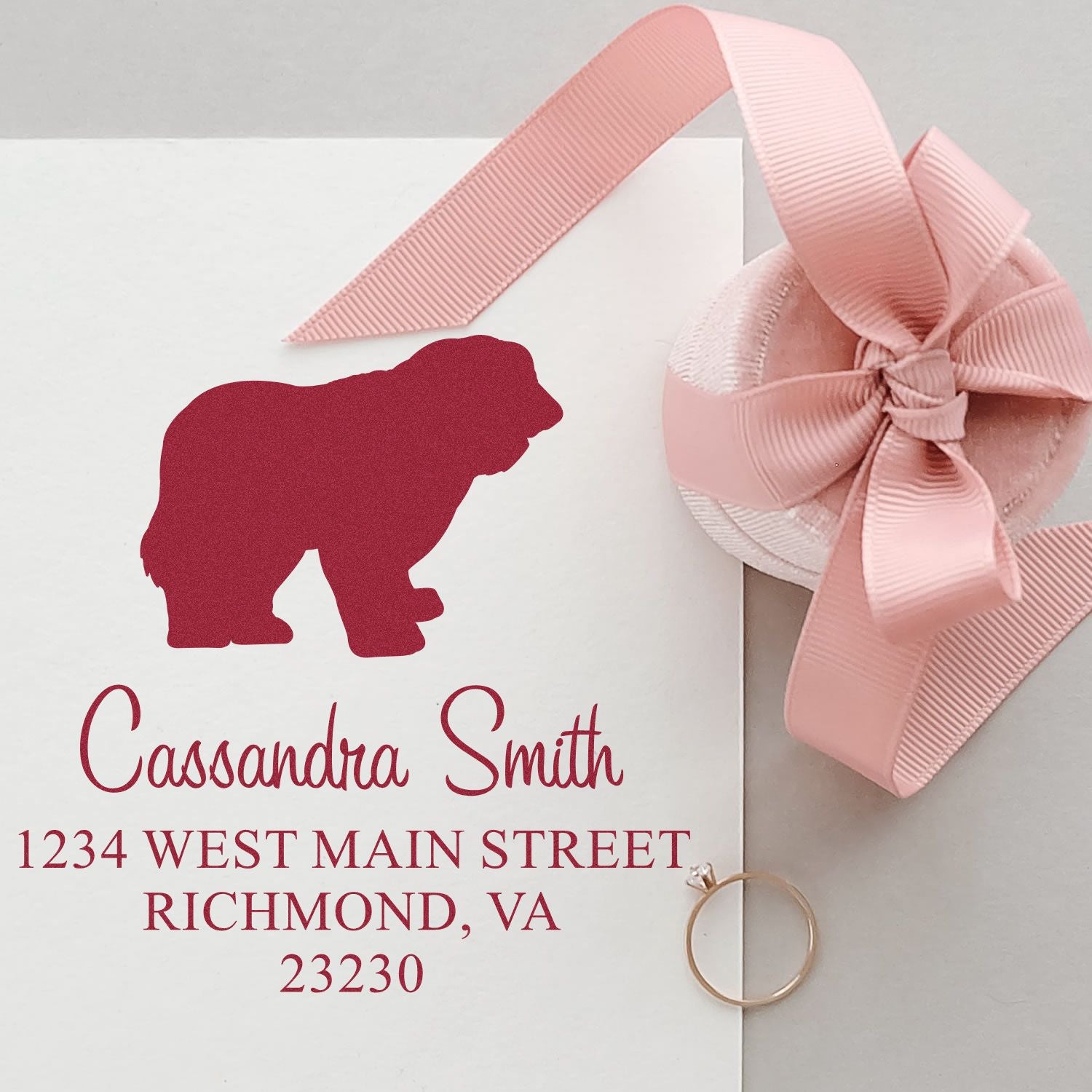 PSI Pre-Inked Old English Sheepdog Handcrafted Home Address Stamp for Envelopes - Engineer Seal Stamps