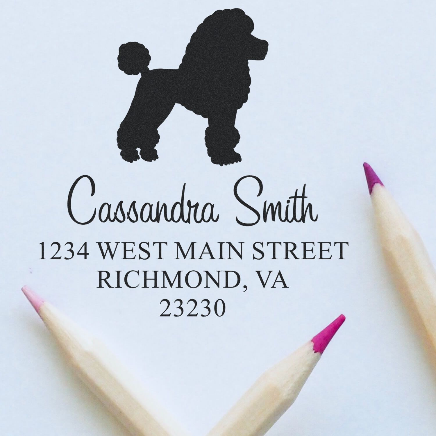 Self-Inking Poodle Customizable Name and Address Stamp - Engineer Seal Stamps