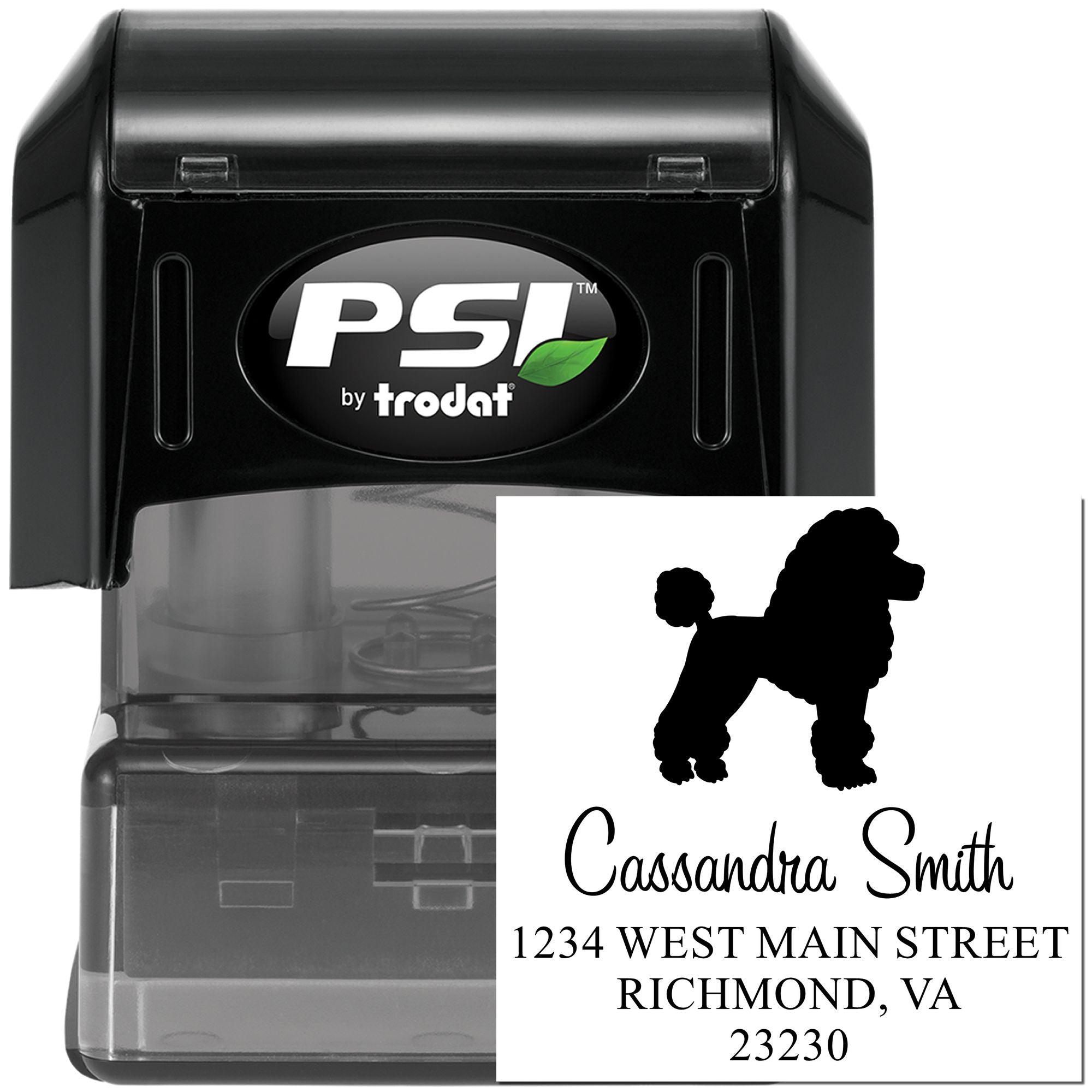 PSI Pre-Inked Poodle Handcrafted Home Address Stamper - Engineer Seal Stamps