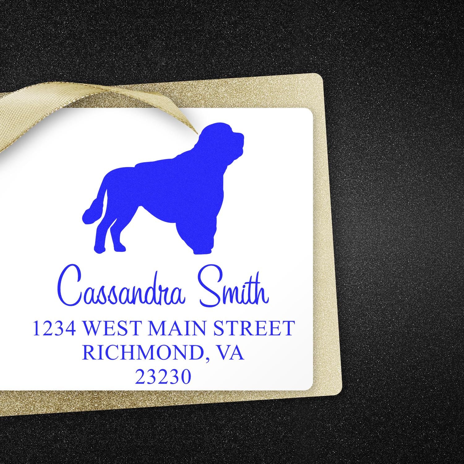 PSI Pre-Inked Portuguese Water Dog Handcrafted Home Address Stamper - Engineer Seal Stamps