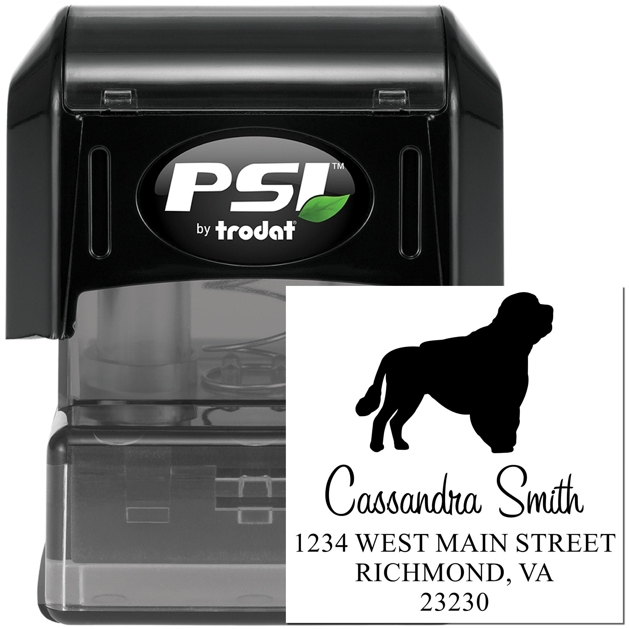 PSI Pre-Inked Portuguese Water Dog Handcrafted Home Address Stamper - Engineer Seal Stamps