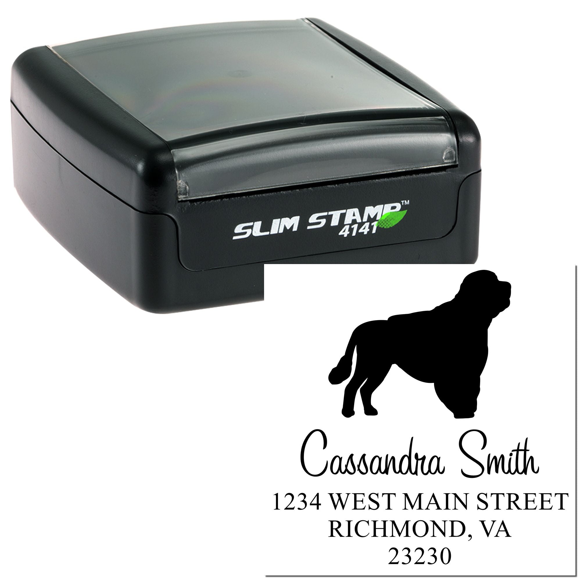 Slim Pre-Inked Portuguese Water Dog Personalizable Mailing Stamp for Envelopes - Engineer Seal Stamps