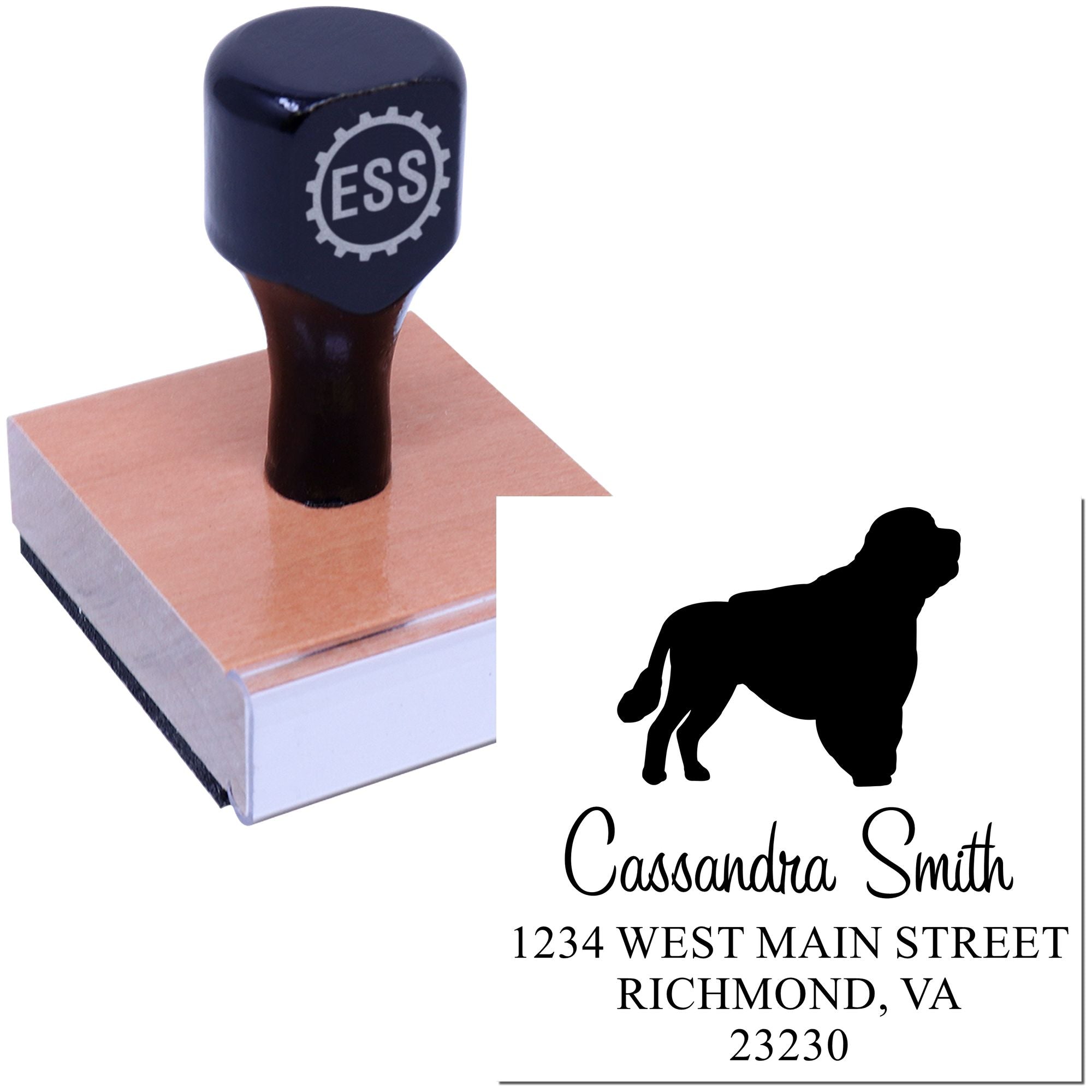 Wood Handle Portuguese Water Dog Custom Stamp for Envelopes - Engineer Seal Stamps