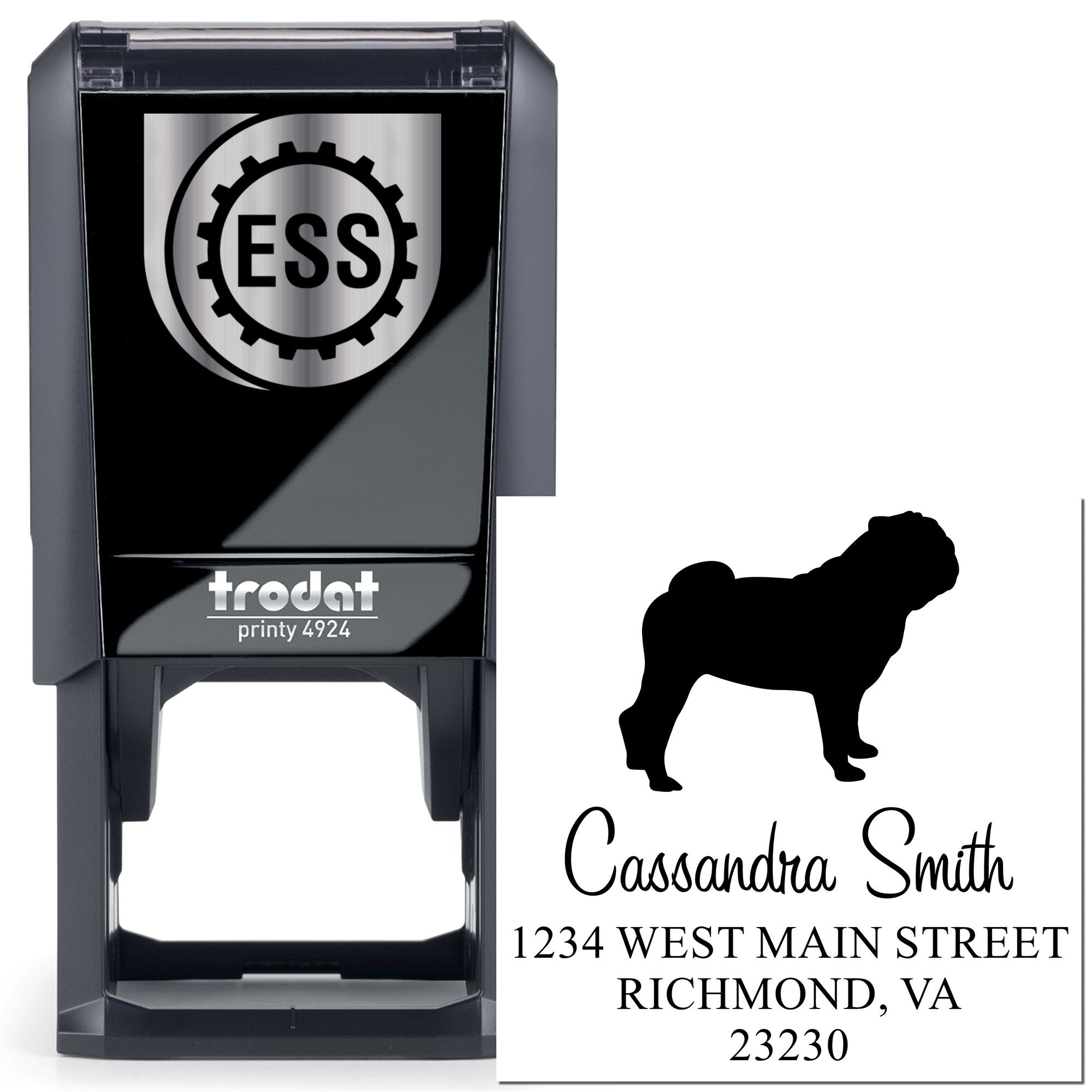 Self-Inking Pug Customizable Name and Address Stamp for Envelopes - Engineer Seal Stamps