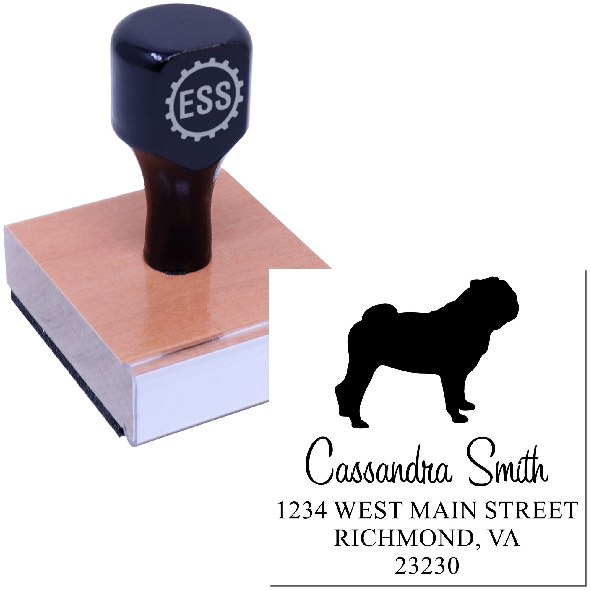Wood Handle Pug Custom Stamp for Envelopes - Engineer Seal Stamps