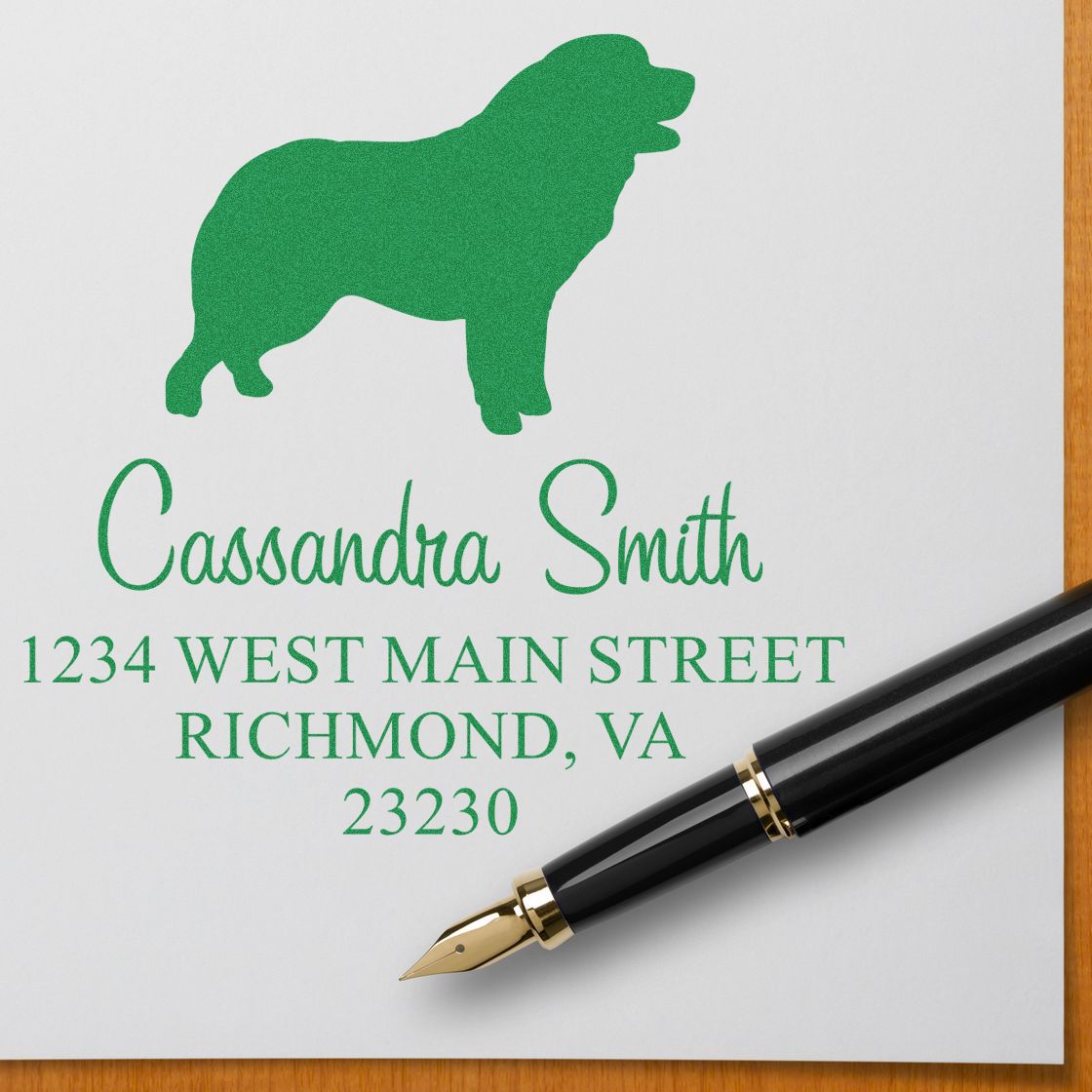 Self-Inking Pyrenean Mountain Dog Customizable Name and Address Stamp for Envelopes - Engineer Seal Stamps