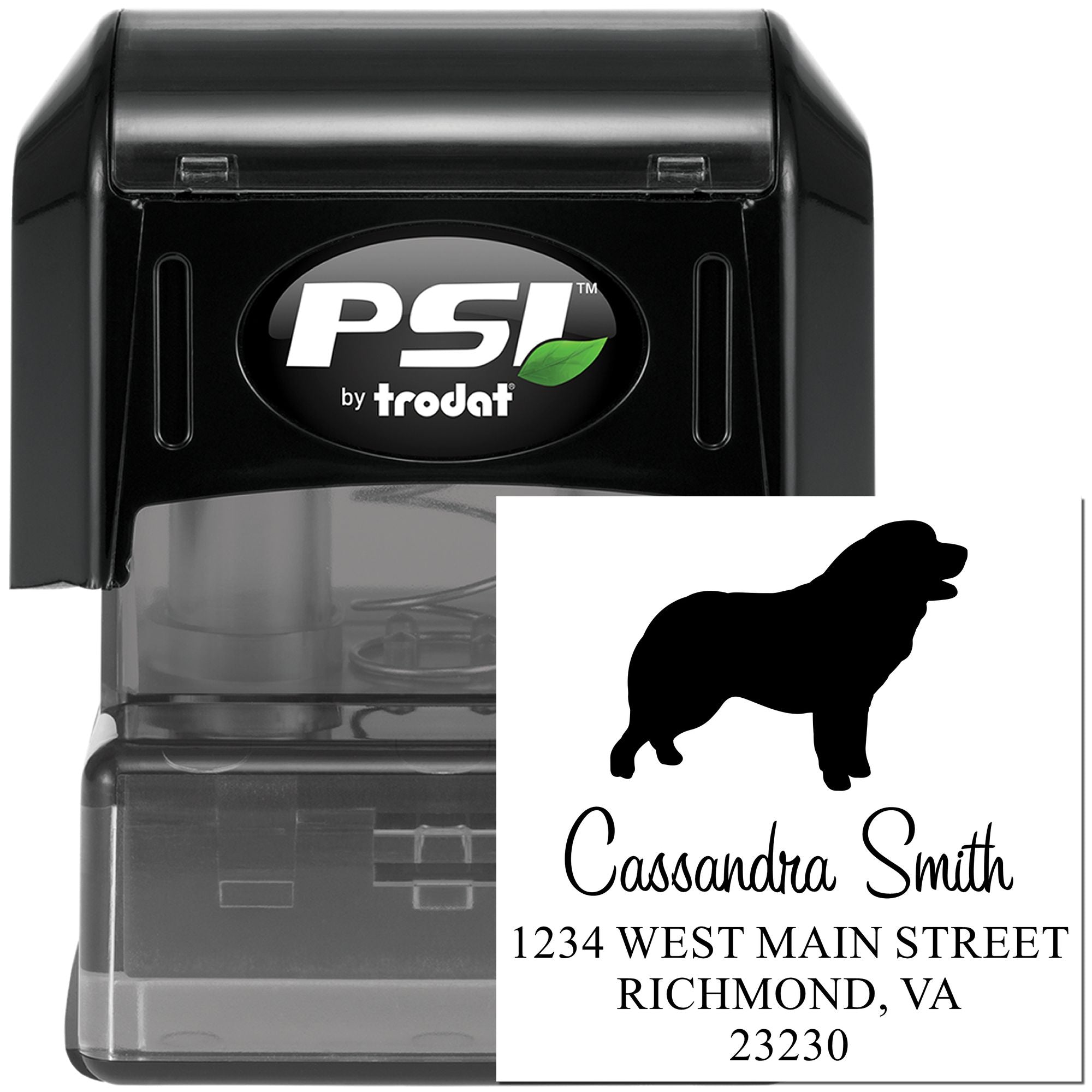 PSI Pre-Inked Pyrenean Mountain Dog Handcrafted House Address Rubber Stamp - Engineer Seal Stamps