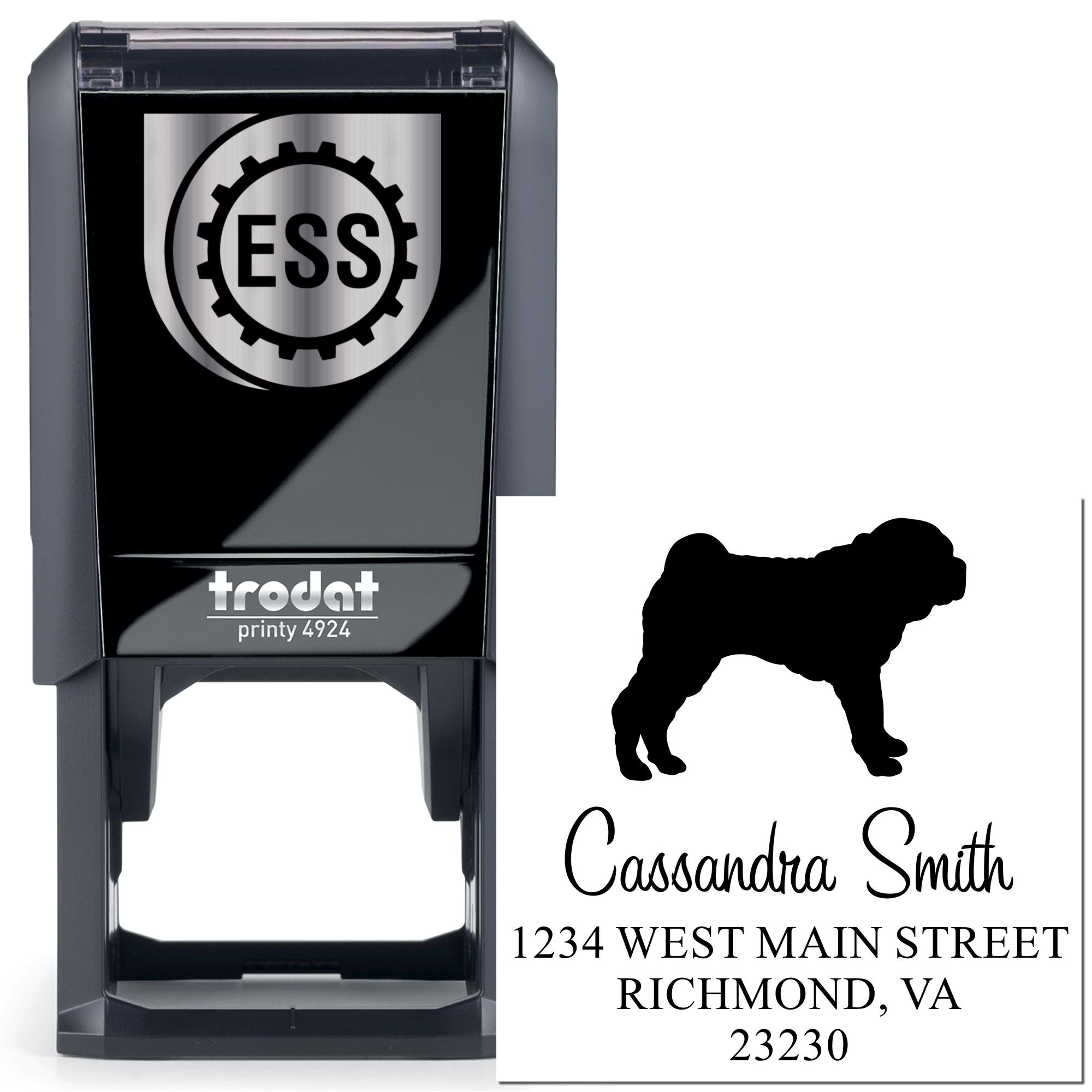 Self-Inking Shar Pei Customizable New Address Rubber Stamp - Engineer Seal Stamps