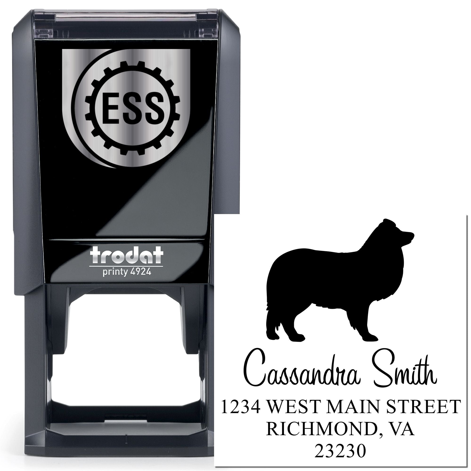 Self-Inking Shetland Sheepdog Customizable New Address Rubber Stamp - Engineer Seal Stamps