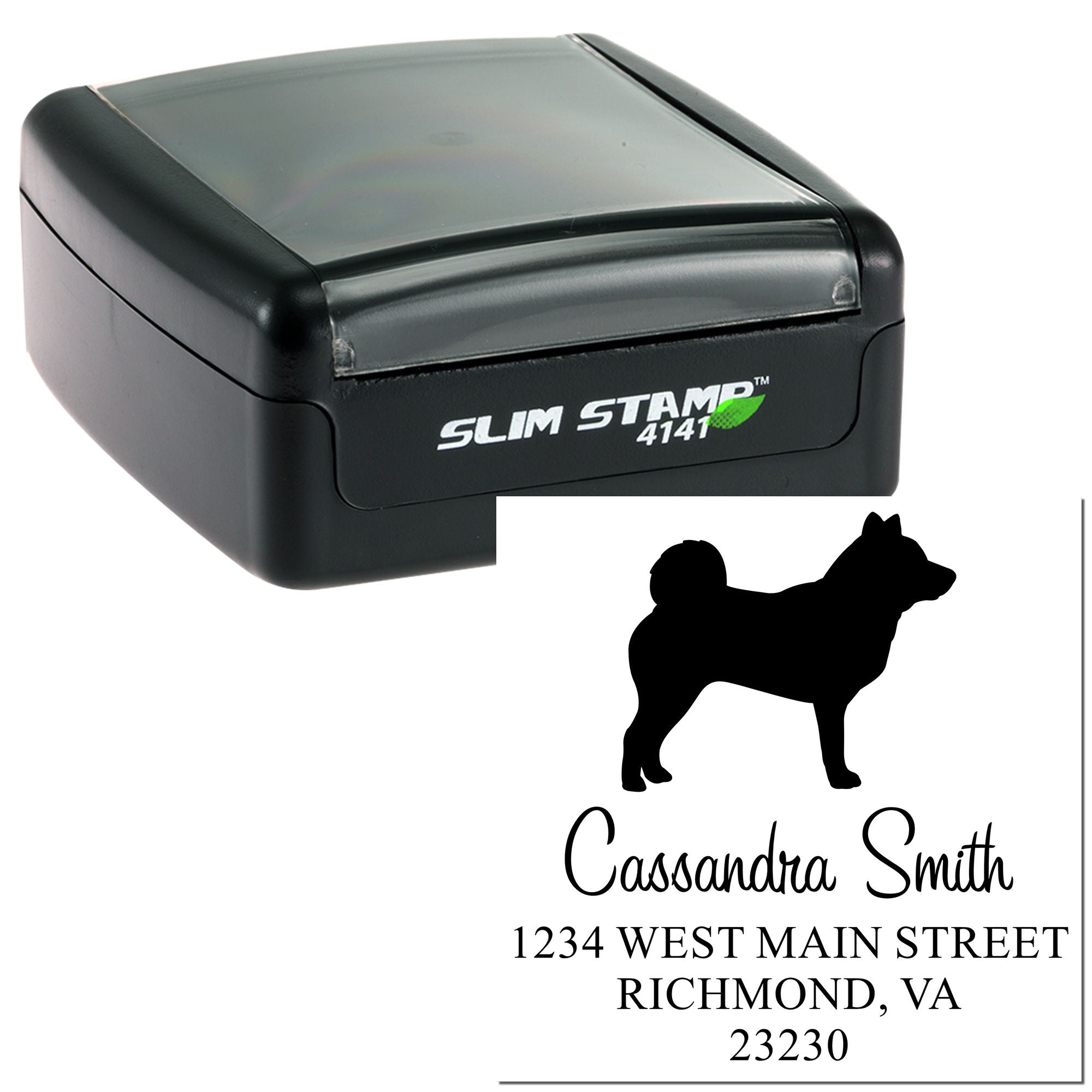 Slim Pre-Inked Shiba Inu Personalizable Name and Address Stamp for Envelopes - Engineer Seal Stamps